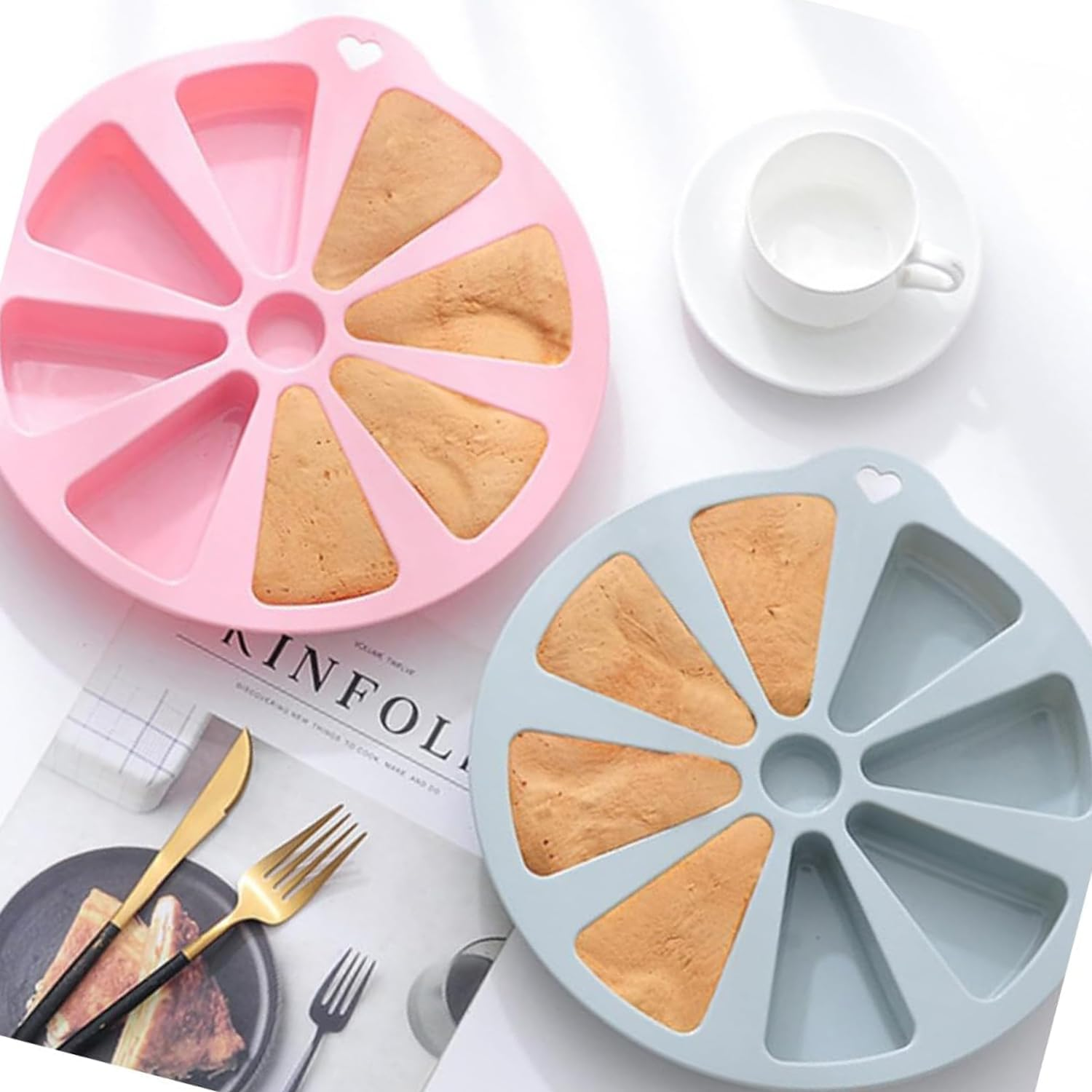 Lyfengdeam Bakeware Molds Cake Pan Silicone Cake Mold Pudding Triangle Cakes Mould Muffin Baking Tools Fondant Cake Molds 8 Silicone Baking Mold Non-Stick Bakeware Pan Baking Gadget image number 3