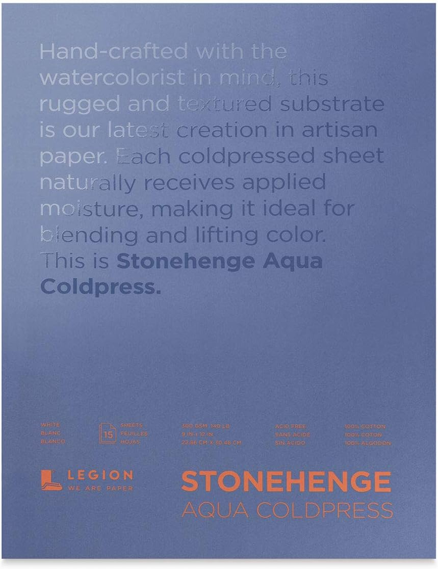 Legion Paper Stonehenge Aqua Watercolour Block 300Gsm Cold Press, Blue 9 X 12 Inch image number 3