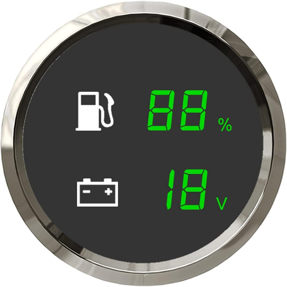 ELING Waterproof 2 in 1 Dual Gauge Water Level Holding Tank Level Alarm 9-32V for RV Vessels Yachts (WH, Black+Black)