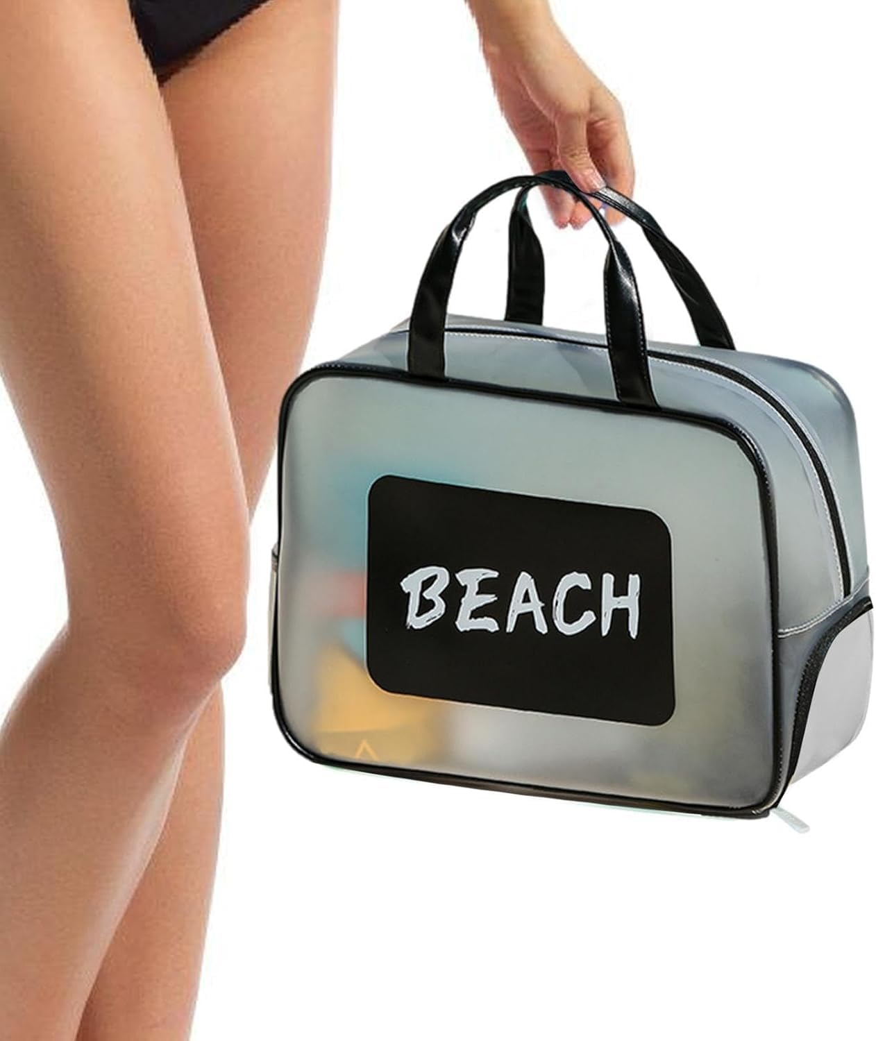 Beach Tote Bag - Portable Pool Tote,Large Capacity Organizer Travel Handbag with Wet and Dry Separation Design for Beach, Sports, Swimming, Spa image number 1