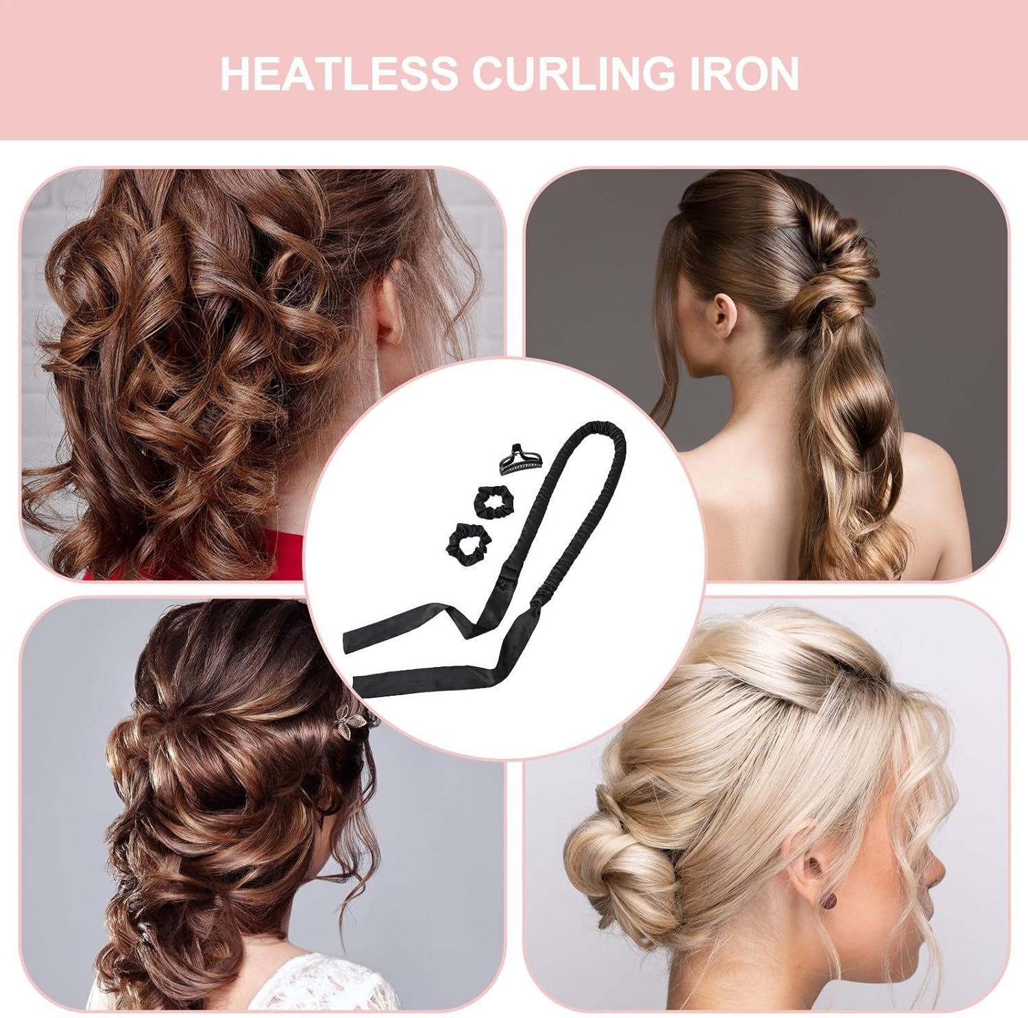 TQEBWUS Heatless Hair Curler | Sleeping Satin Curling Set - Styling Tool Heatless Curlers, Overnight Hair Curlers for Straight Hair, Long Short Hair image number 1