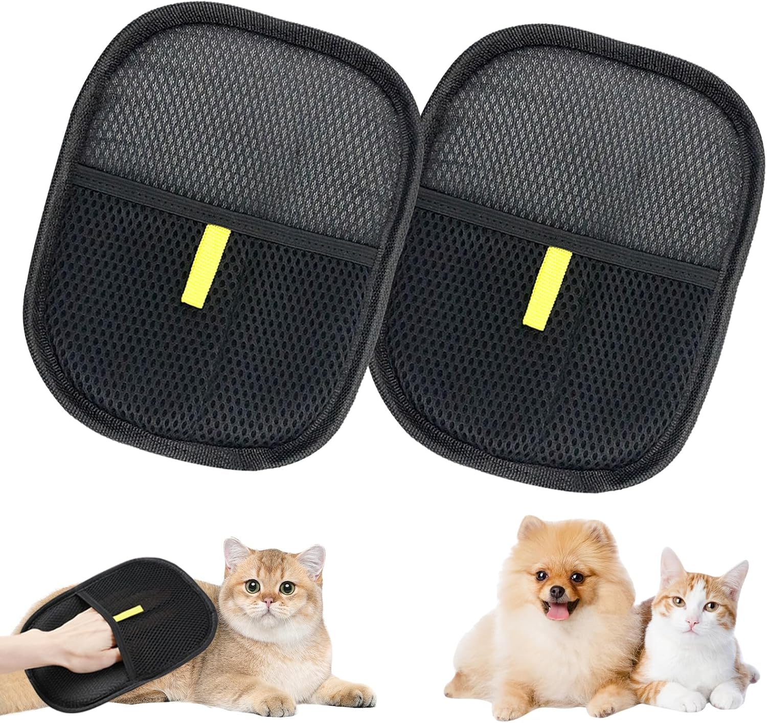 ZHAO GE Pack of 2 Fur Magnetic Gloves, Double-Sided Antistatic Fur Magnet, Multifunctional Fur Magnet Cat Hair Gloves for Washing, Deshedding and Care