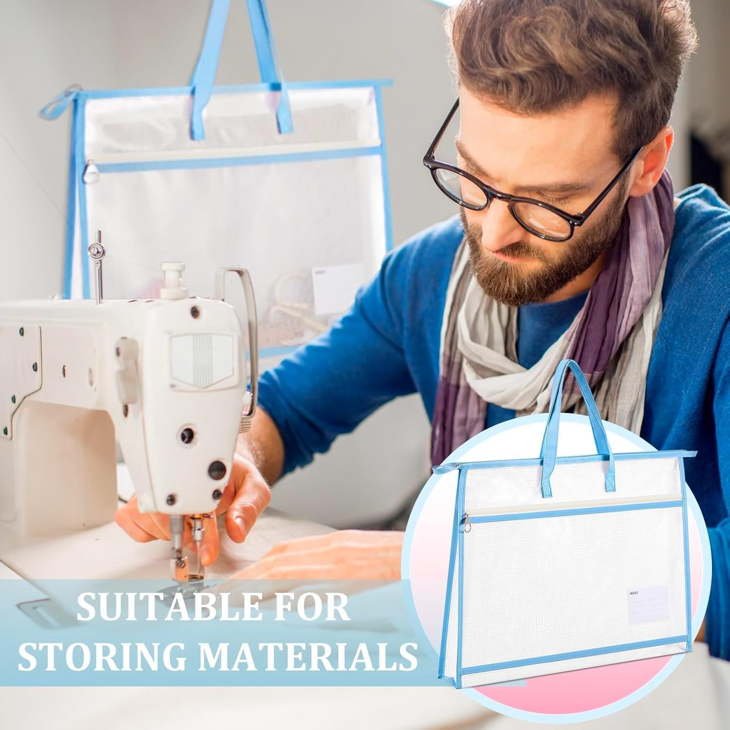 3 Pcs A3 Project Bag Mesh Zipper Pouch for Quilting Craft Storage for Quilters Clear Mesh Design Art Supply Bag Artwork Storage Organize for Artworks Charts and Teaching Material Multipurpose