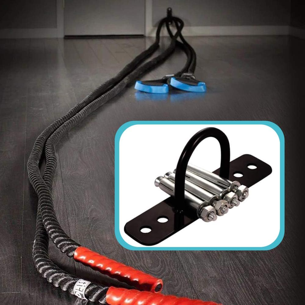 2 Pack Battle Rope Anchors, Training Rope Holders with Accessories for Hanging Straps Gymnastics Rings, Bodyweight Strength Training, Yoga Swing Hammock, Boxing Equipment (Black) image number 3