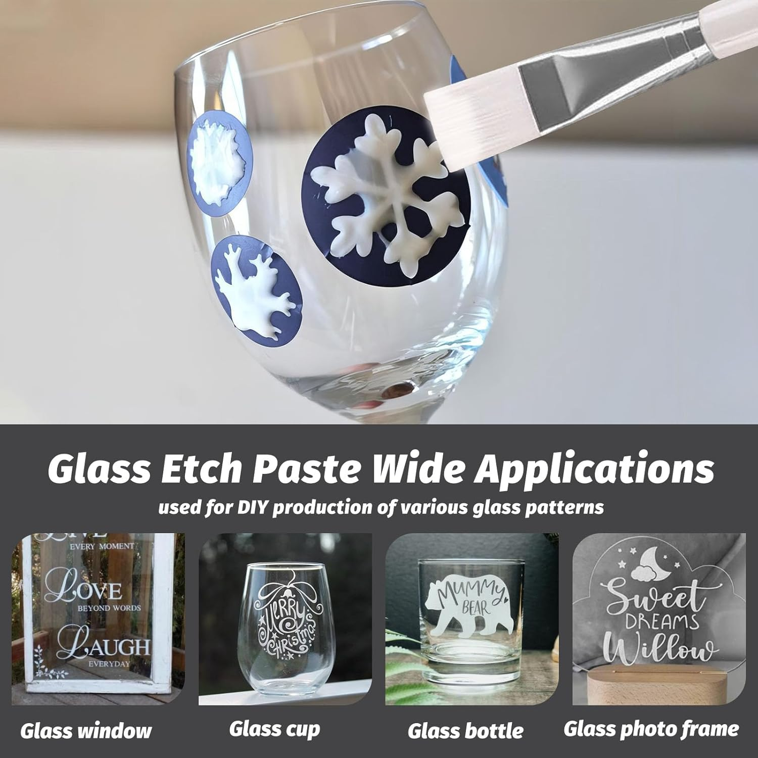 3.5 Oz Glass Etch Paste, Create Beautiful Art in Minutes, Personalize Your Craft on Glass Surfaces (100G) image number 4