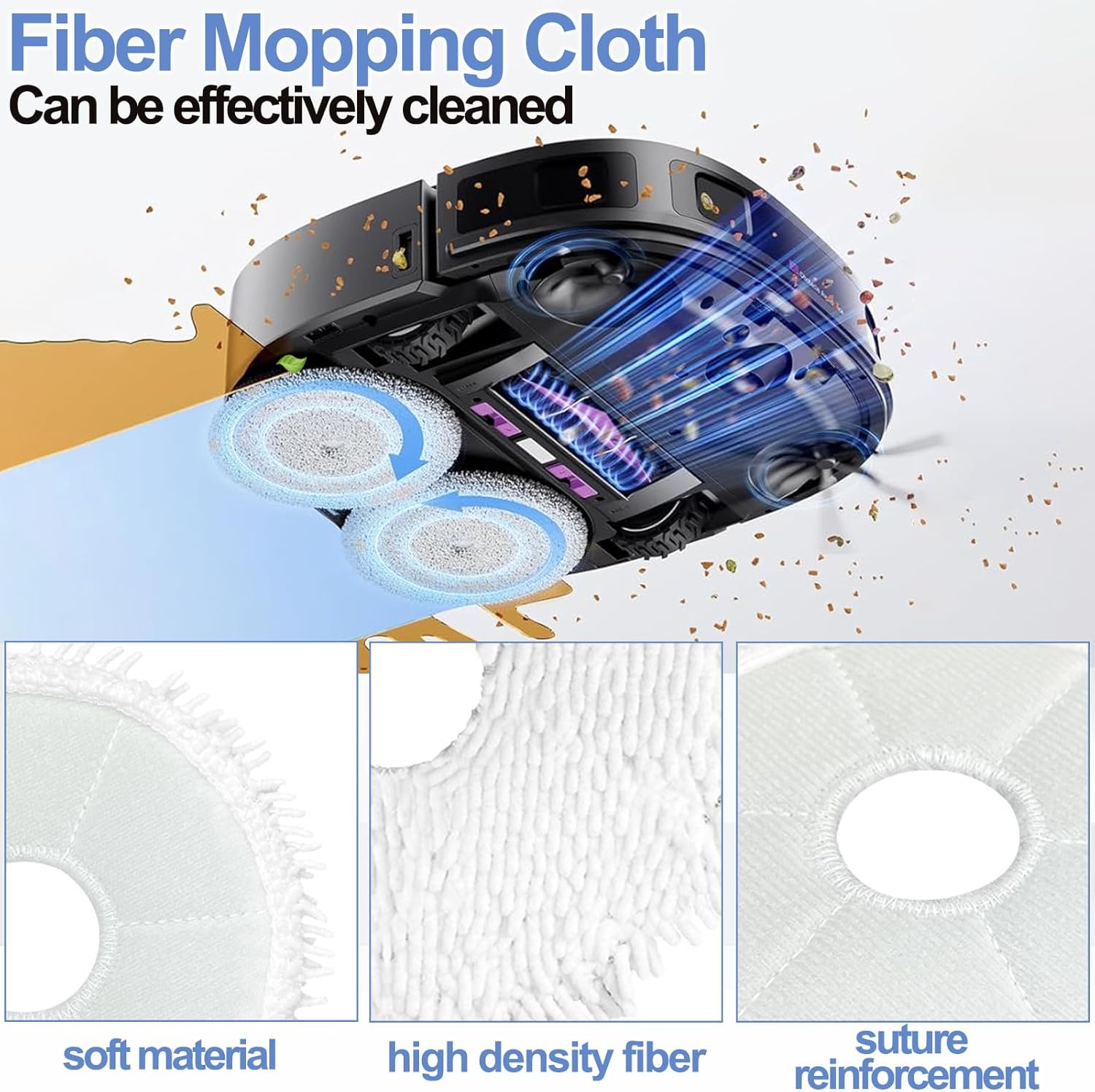 6 Pcs Mop Cloth Replacement Parts for Eureka J12 Ultra/Midea V12 Robot Vacuum Cleaner,Soft Microfiber Wiping Cloth Accessories - 6 Pcs Mop Cloth Replacement Parts image number 4