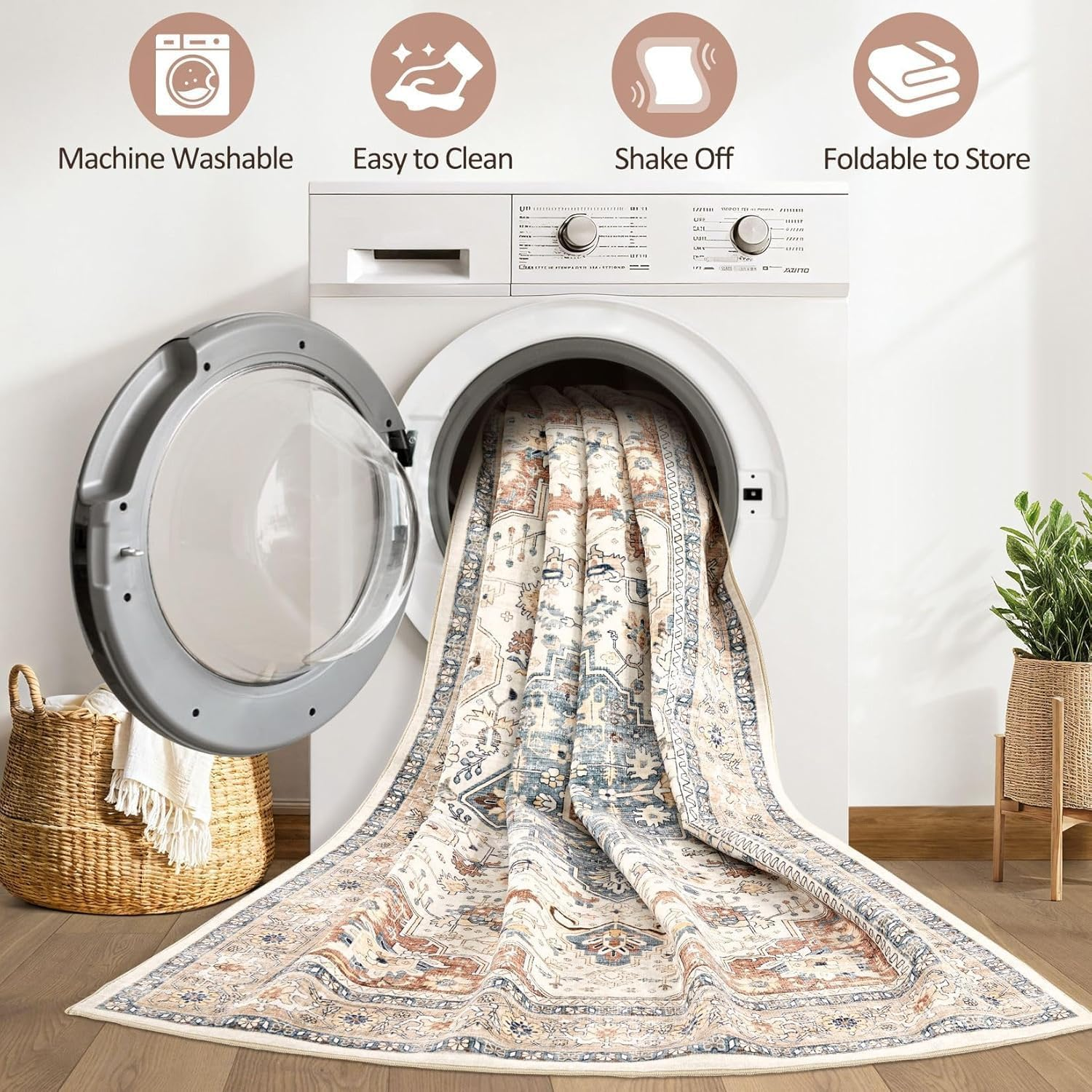 Forubar Boho Area Rugs for Living Room, Washable Persian Rug, Non-Slip Vintage Carpet for Bedroom, Indoor Floor Mat Modern Soft Abstract Rugs (Sytle 3, 200 X 300 Cm) image number 3