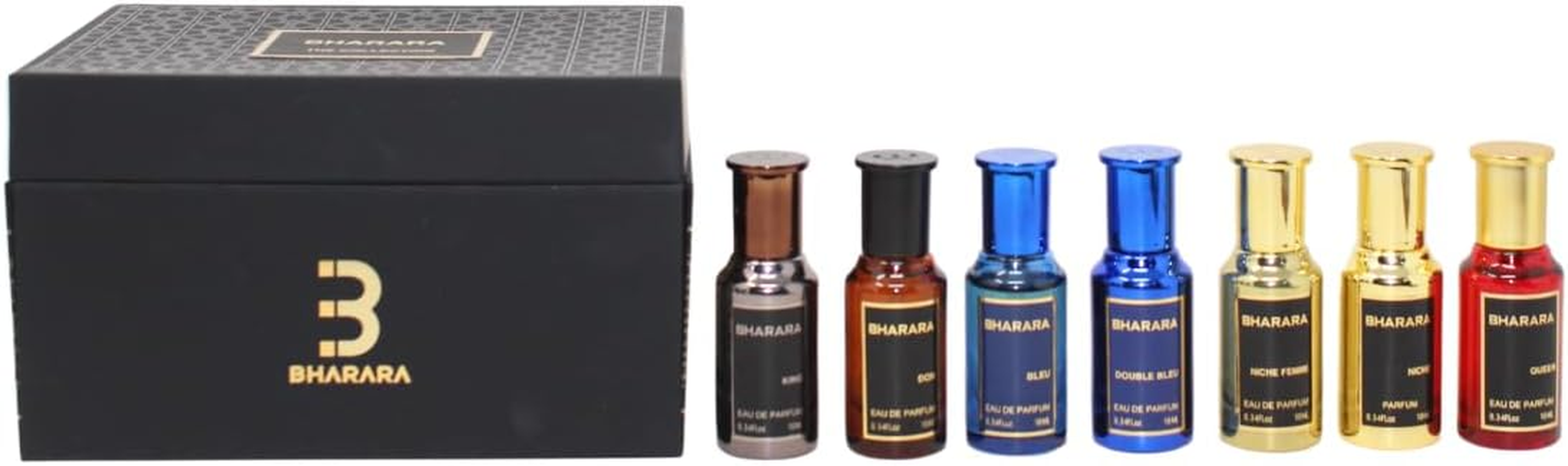 Bharara Beauty Women'S Mini 7 Piece Gift Set, 10 Ml Each (King, Double Bleu, Bleu, Don, Niche Femme, Niche, Queen) image number 6