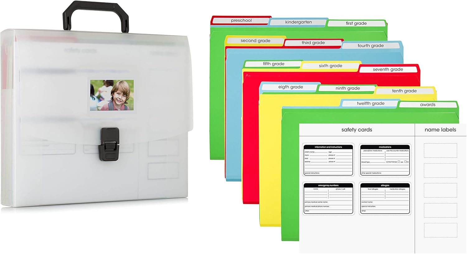Pearhead School Years Organizer, Children&rsquo;S School Highlights and Accomplishments Organizer for Parents, File Keeper for Kids, White image number 6