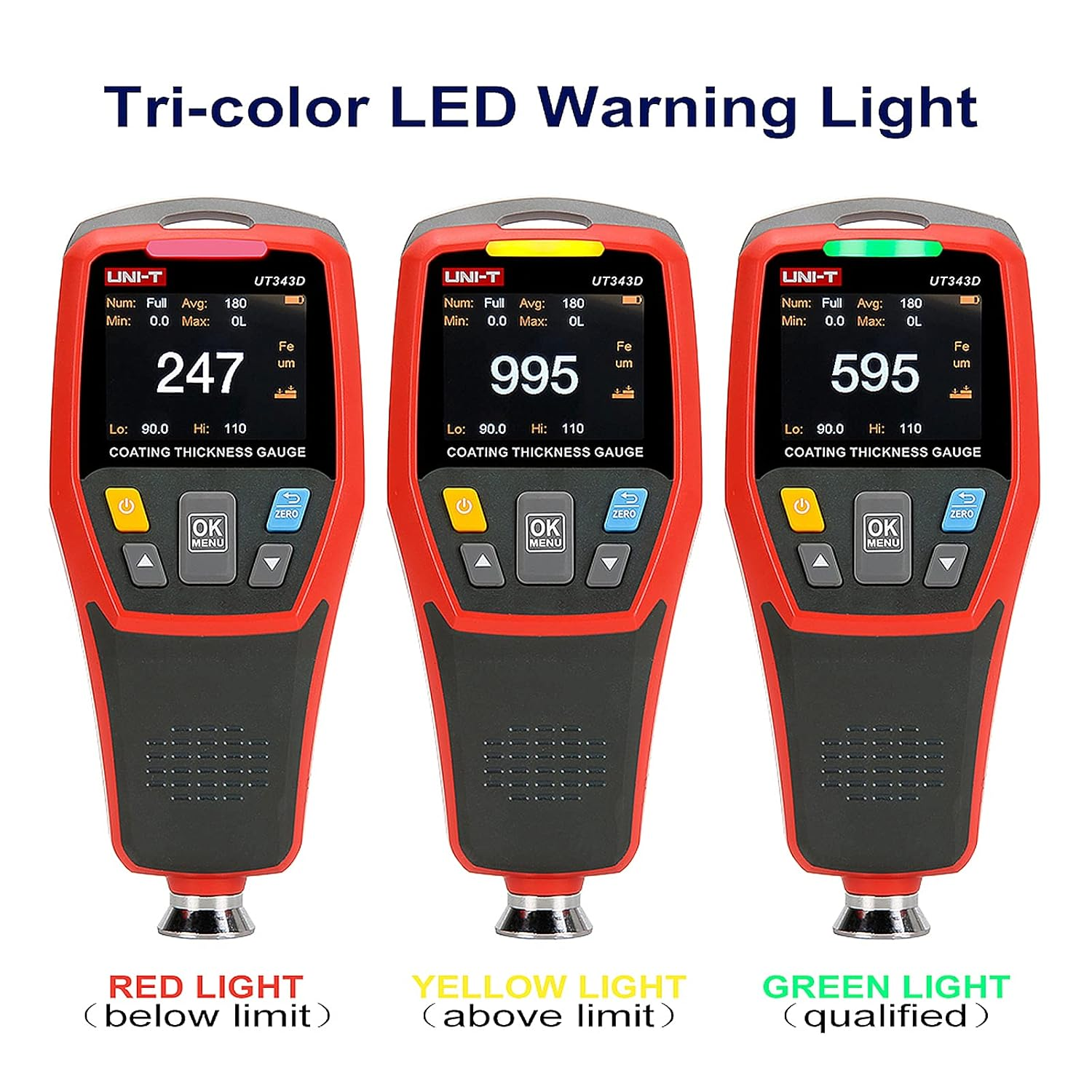 UNI-T UT343D Digital Coating Thickness Gauge Meter Tester Range 0 to 1250Um with USB Data Function image number 2