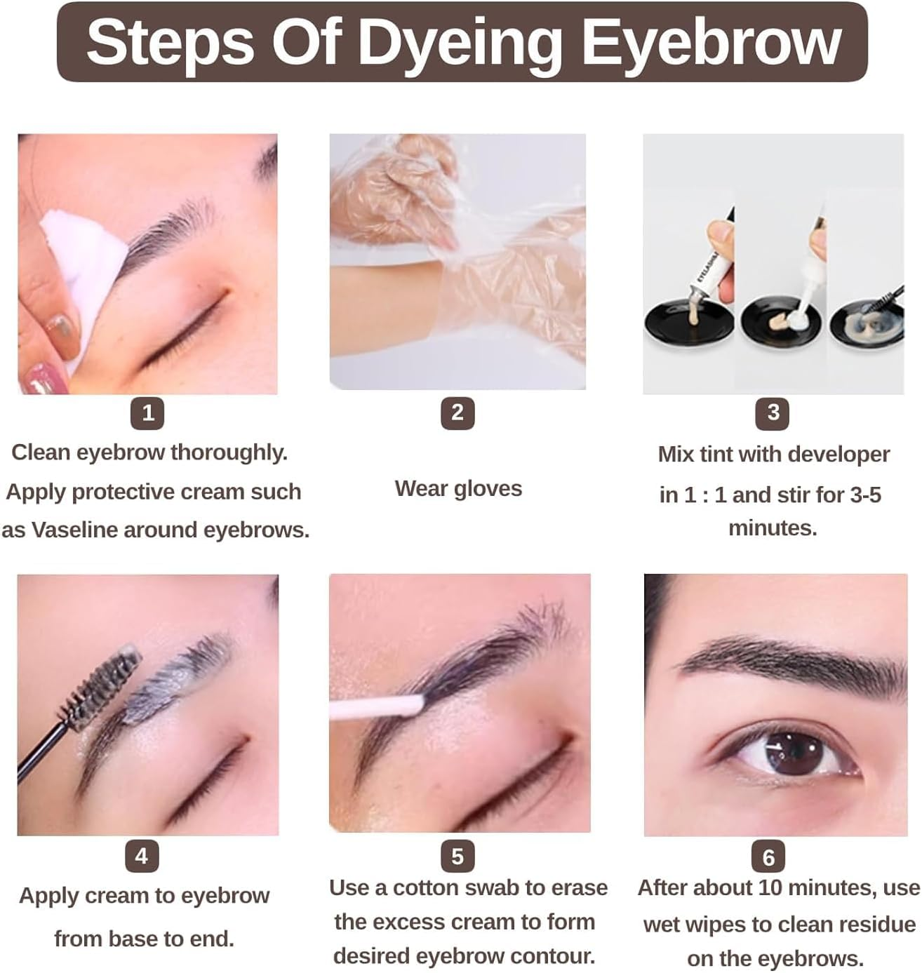 Instant Lash & Brow Set, Natural Bushy Eyebrow Makeup Kit, Long Lasting Spot Coloring 100% Gray Converge DIY Hair Dying for Salon Home Use - 7Ml (Dark Brown, M) - Dark Brown image number 5