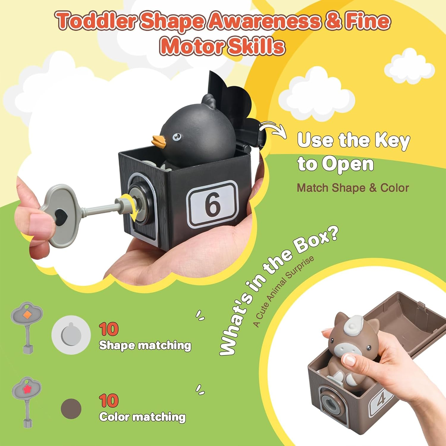 Learning Farm Barn Toy with Keys & Animals for Toddlers 1-3 Years image number 4