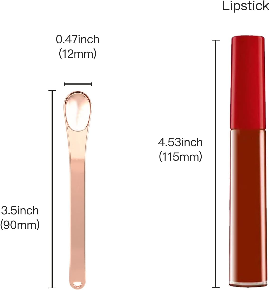 Tekson Metal Cosmetic Skincare Spatula, Mini Mask Facial Reusable Scoop, Makeup Beauty Spoons for Cream, Lotions, Moisturizers (Rose Gold, Gold, Silver) (Long Size)