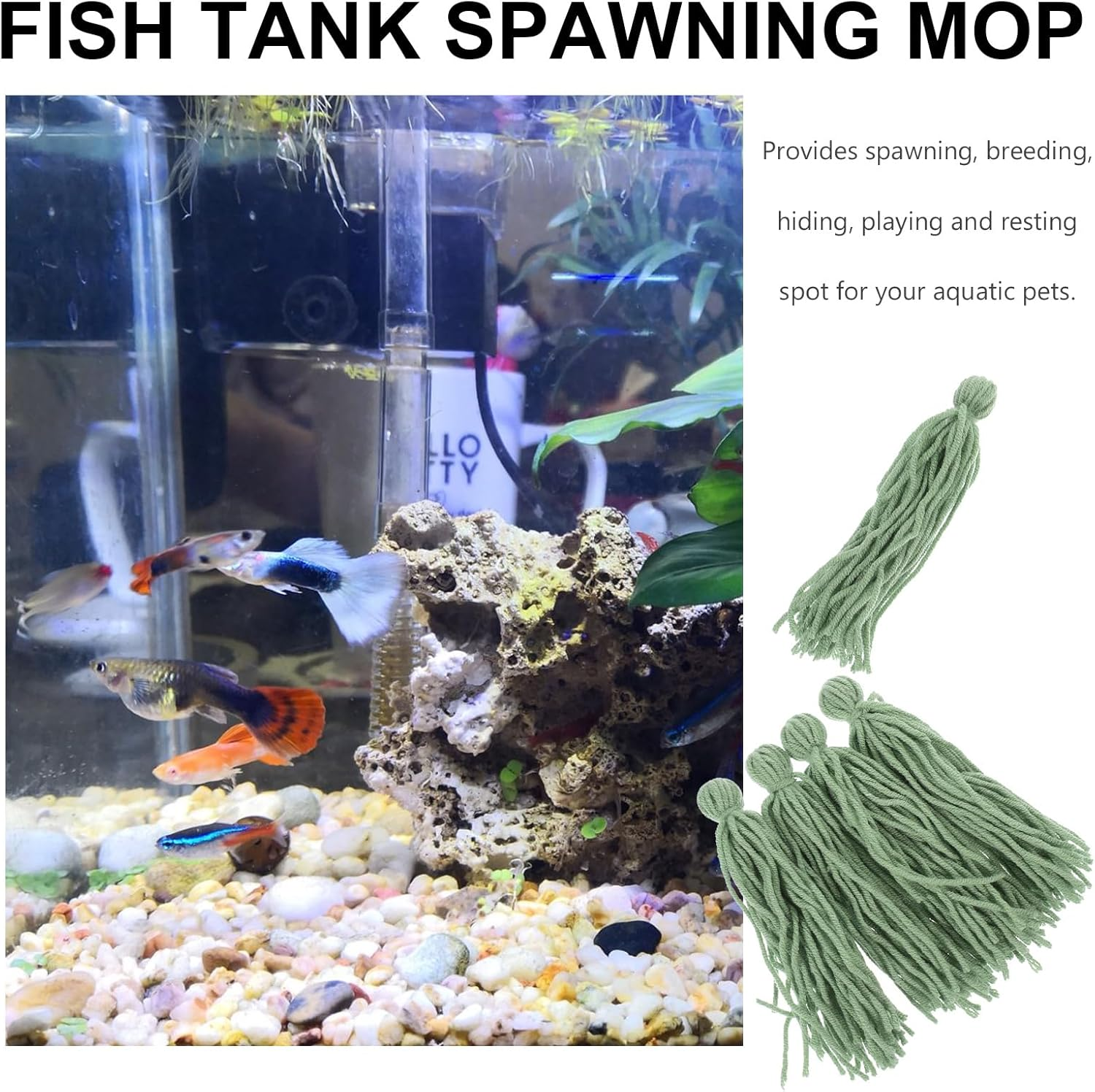 5Pcs Fish Spawning Mop Floating Fish Breeding Mops for Fish Tank Fish Egg Laying Fish Breeding Mop Baby Fish Hideout Aquarium Grass A image number 4