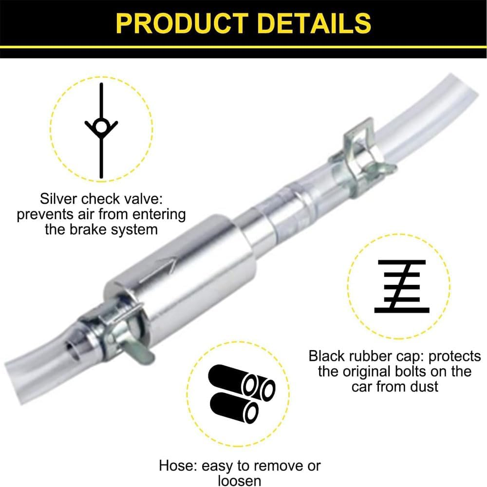 Brake Bleeder Hose Kit with One Way Check Valve Tube for Hydraulic System Bleeding, Brake Fluid and Clutch Repair Tool for Car Motorcycle, Universal Bleeding Tool Kit for Automotive Maintenance image number 6