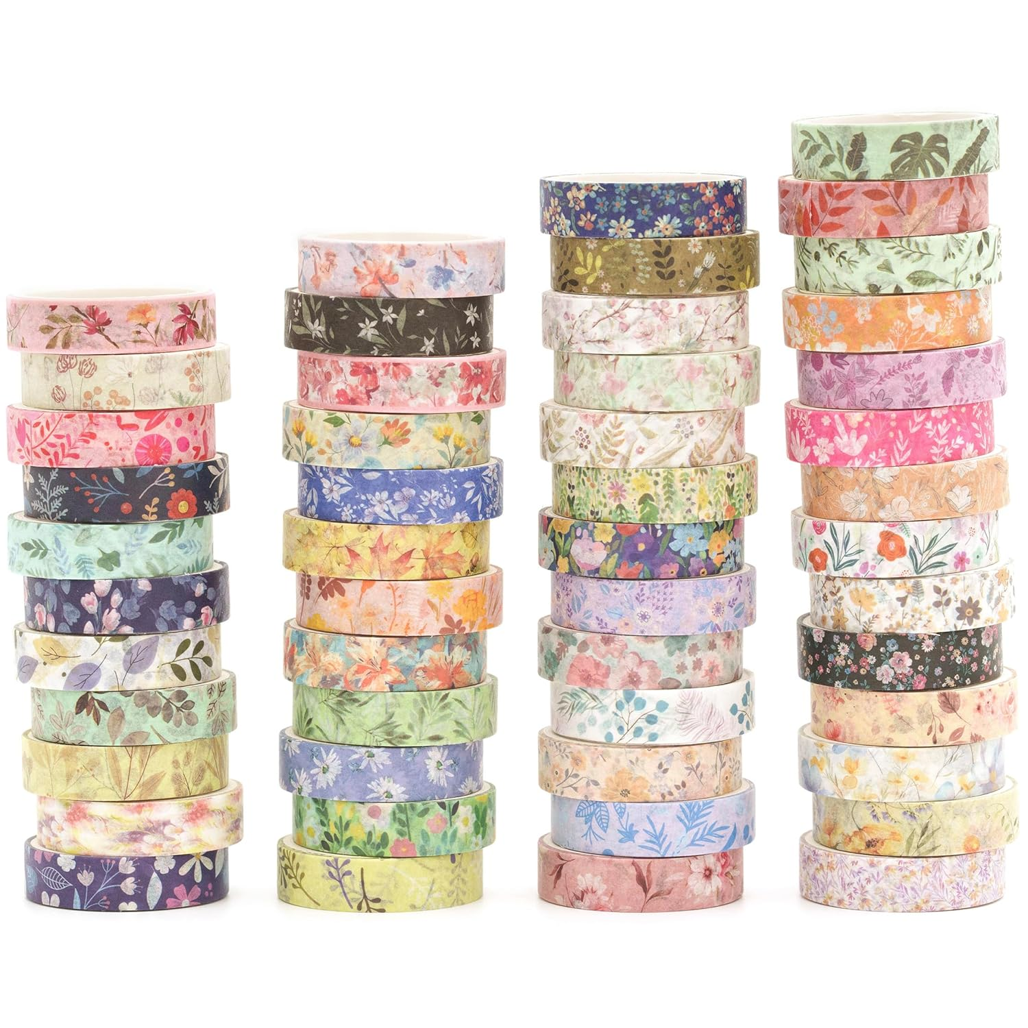 YUBBAEX Flowers Washi Tape Pack 50 Rolls Floral Printed Masking Tape Plants Decorative for Arts, DIY Crafts, Journal Supplies, Planners, Scrapbook, Card/Gift Wrapping image number 6