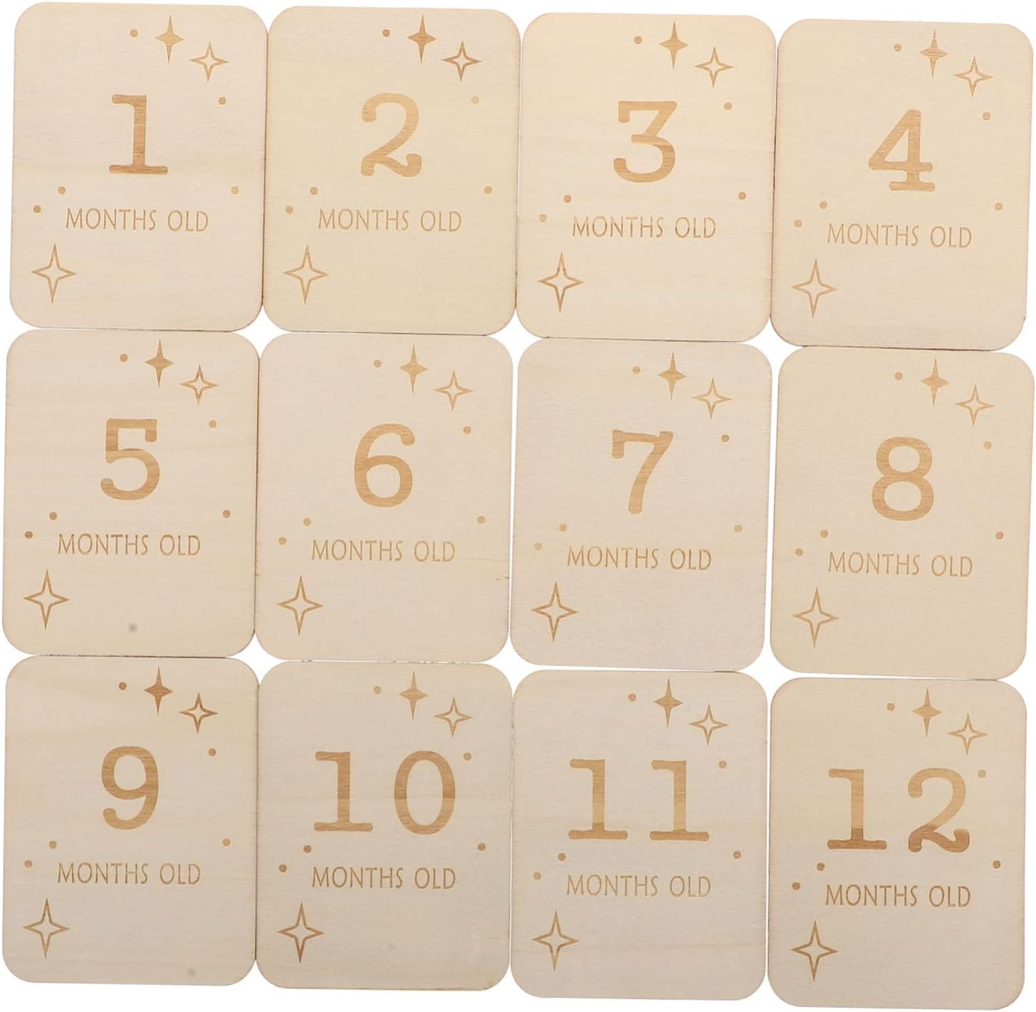 Kisangel 12Pcs Milestone Marker for Unisex Wooden Monthly Milestone Cards for Newborn Photography Safe and Odorless Wood Chips Shower Decorations Capture Precious Moments image number 6