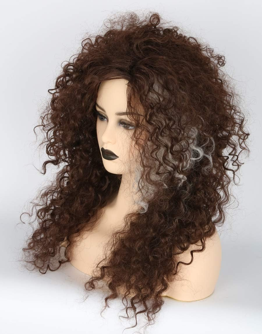 Topcosplay Womens Wig Brown Long Curly Fluffy Bellatrix Lestrange Cosplay Halloween Costume Wigs image number 1