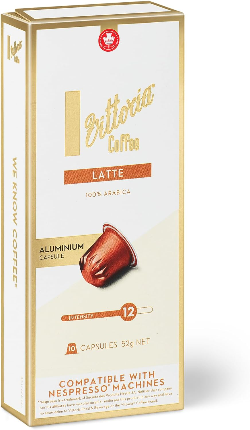 Vittoria Coffee 100% Arabica Latte Nespresso Compatible Aluminium Capsules 52G (6 Packs X 10 Pods) image number 1
