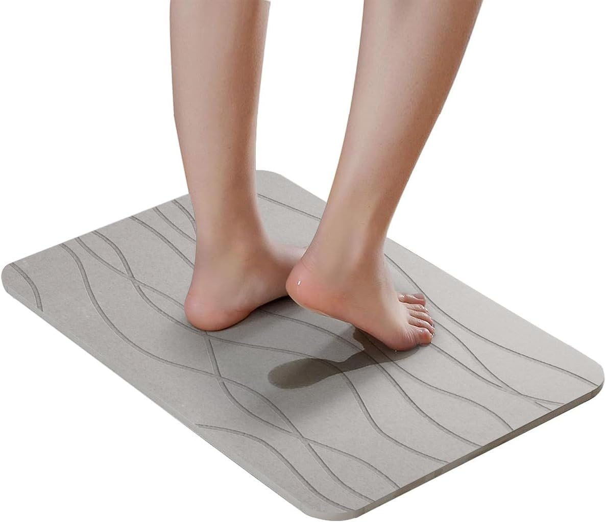 Monehet Stone Bath Mat, 39 * 60CM Diatomaceous Earth Bath Mat, Quick Drying Mat, Non-Slip Super Absorbent Quick Drying Diatomite Mat,For Bathroom Bathtub Kitchen Etc (Medium Grey) - Dark Grey image number 5