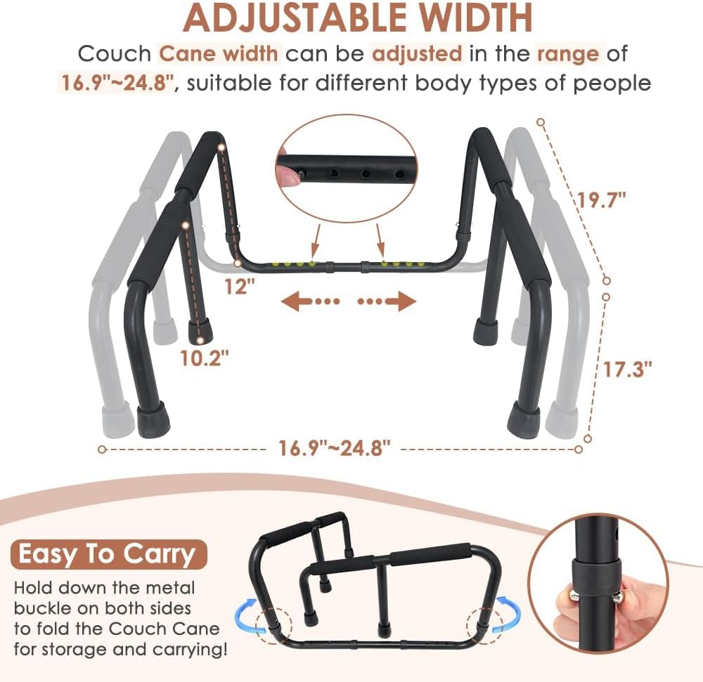 NEPPT Couch Cane Stand Lift Assist for Elderly Standing Aids Supports Assistance Bed Handle Bedside Assist Couch Rail Seniors Fall Prevention Devices Grab Bar Portable Chair Cane image number 3