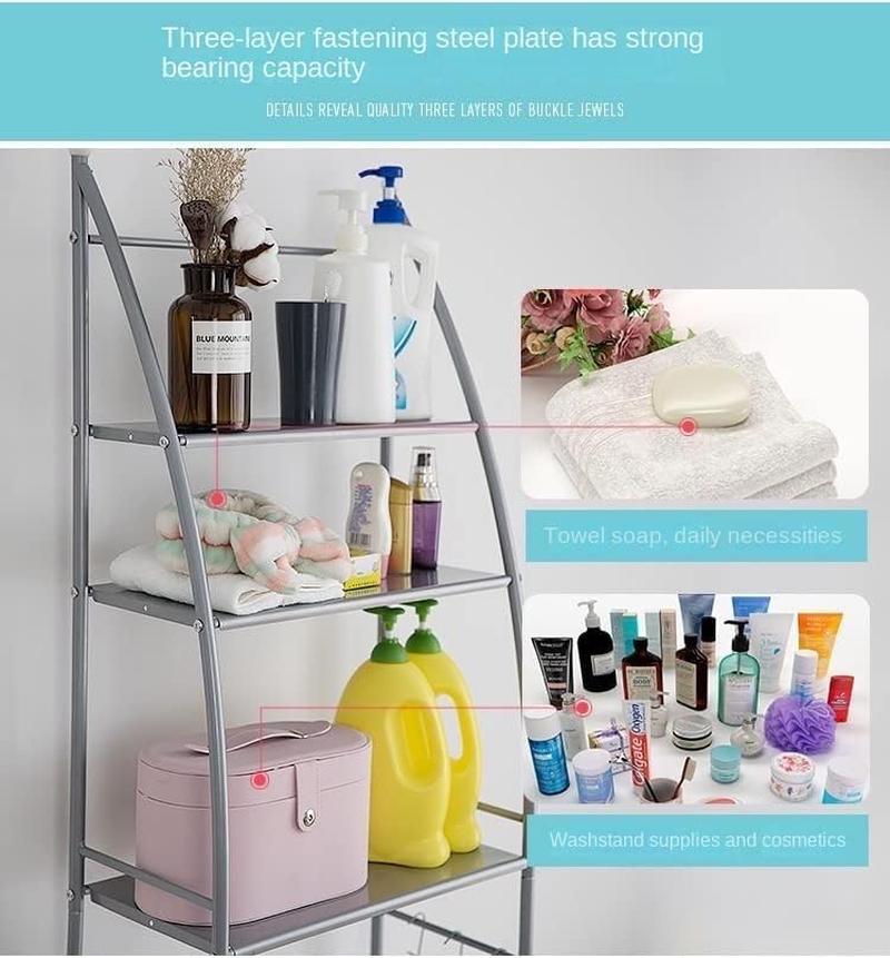 MISSLO over the Washing Machine Storage Shelf - 3 Tier over Laundry Washing Machine Steel Freestanding Organizer Rack Standing Shelf