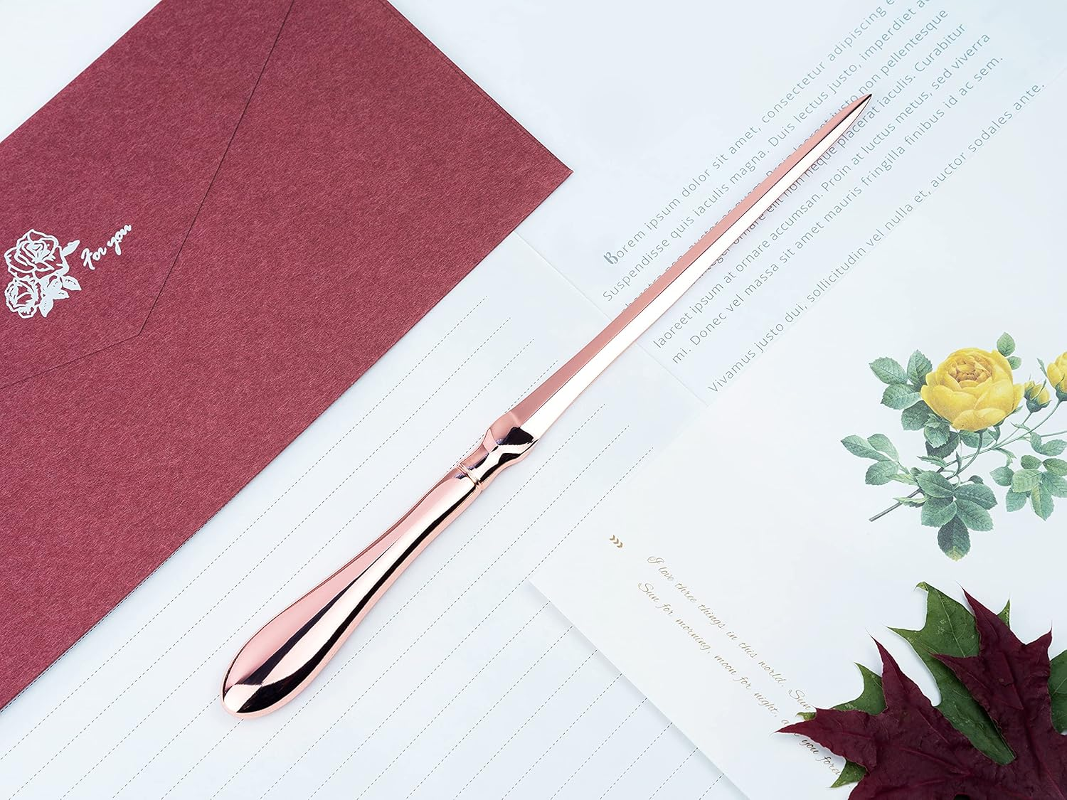 Rose Gold Letter Opener, Envelope Opener Knife Metal Letter Opening Knife, Paul Revere Paper Cutting Knife, 9 Inches (1 Pack) - 1 Pack image number 6