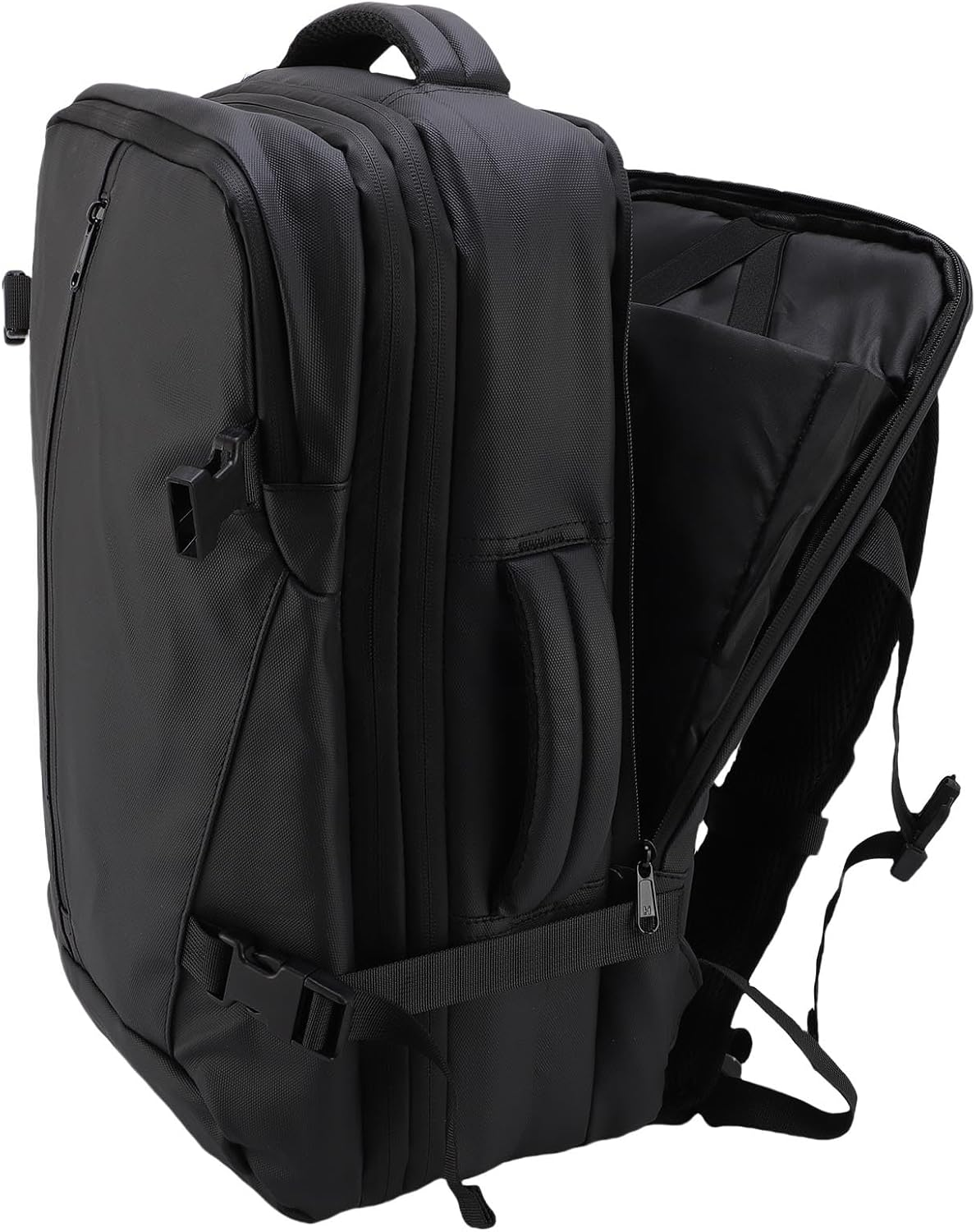 Generic 36-55L Expandable Backpack Large Capacity Shoulder Bag with Independent Shoe Compartment, Nylon Material Touch Fastener Design, Bidirectional Zippers for Travel Business Trip image number 2