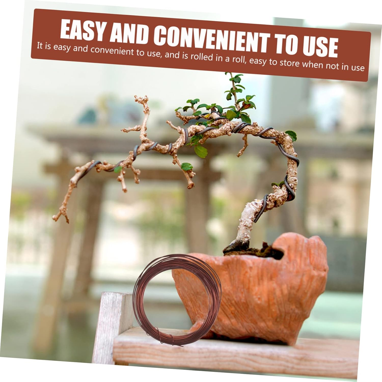 SUPVOX Bonsai Wire Kit for Plant Training and Tree Modeling, 10 Meters Antique Copper Aluminum Wire Set for Bonsai Tree Shaping and Climbing Plant Support in Gardening image number 1