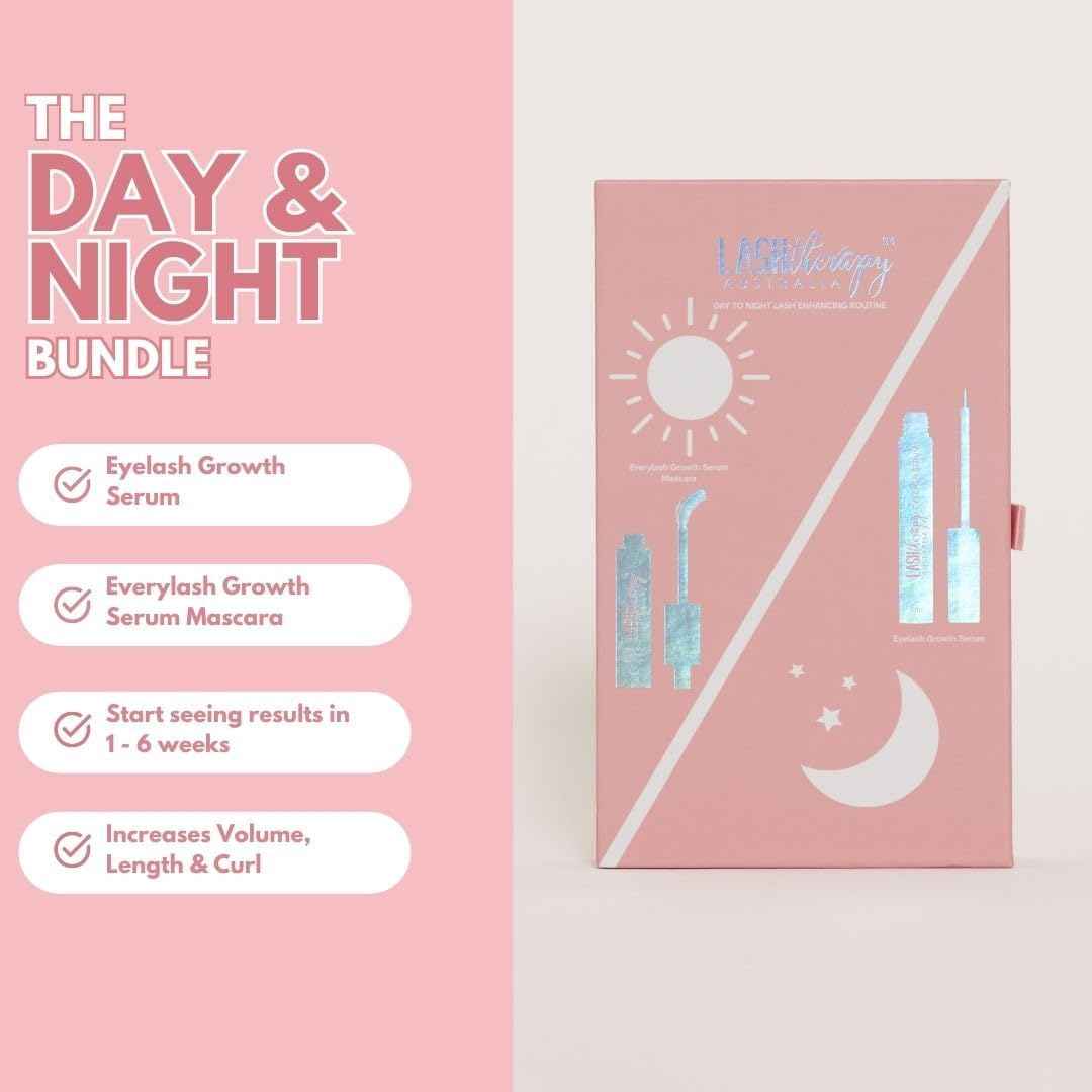 Lash Therapy Australia Day to Night Bundle Eyelash Growth Serum + Mascara, Eyelash Growth Serum + Waterproof Black Volume and Length Mascara, Cruelty Free image number 3
