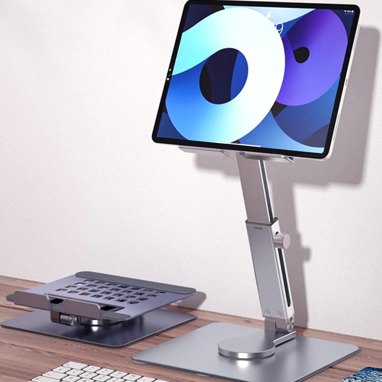 Tablet Stand, Adjustable Foldable Aluminum Alloy up to 14 Inch Tablet Holder, Computer Office Desk Accessories for Tablets, Phones image number 1