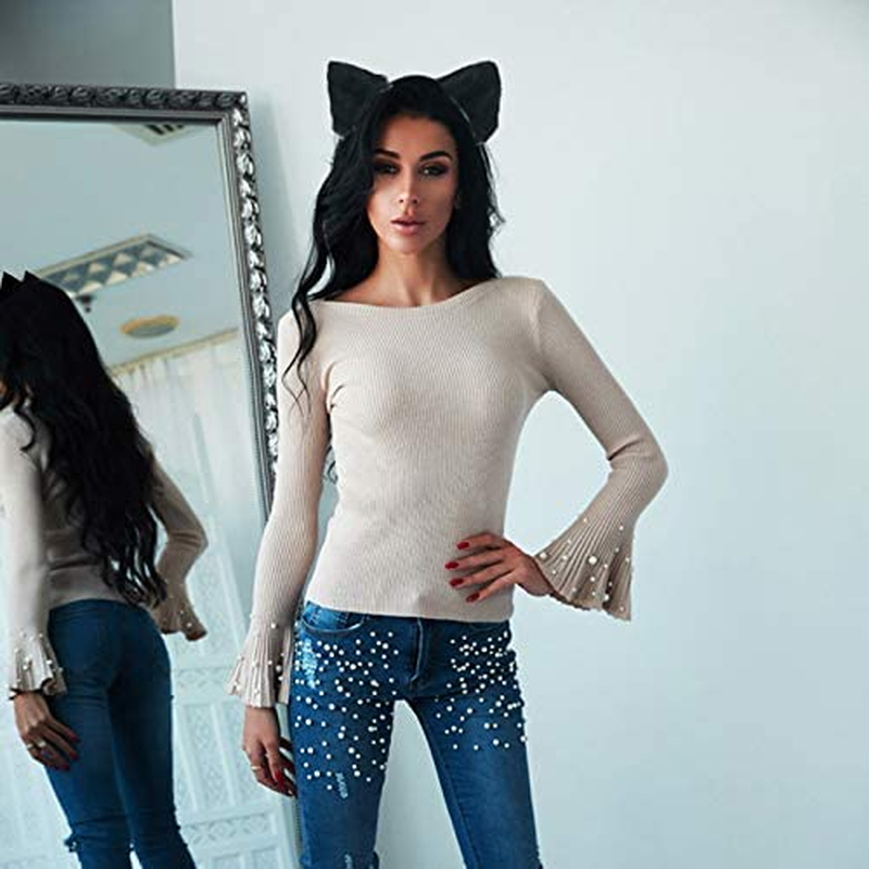 Tyoungg Faux Fur Cat Kitten Ears Hair Clips Headband Headwear for Cosplay Kittenplay Petplay Fluffy Furry Cat Ears image number 5