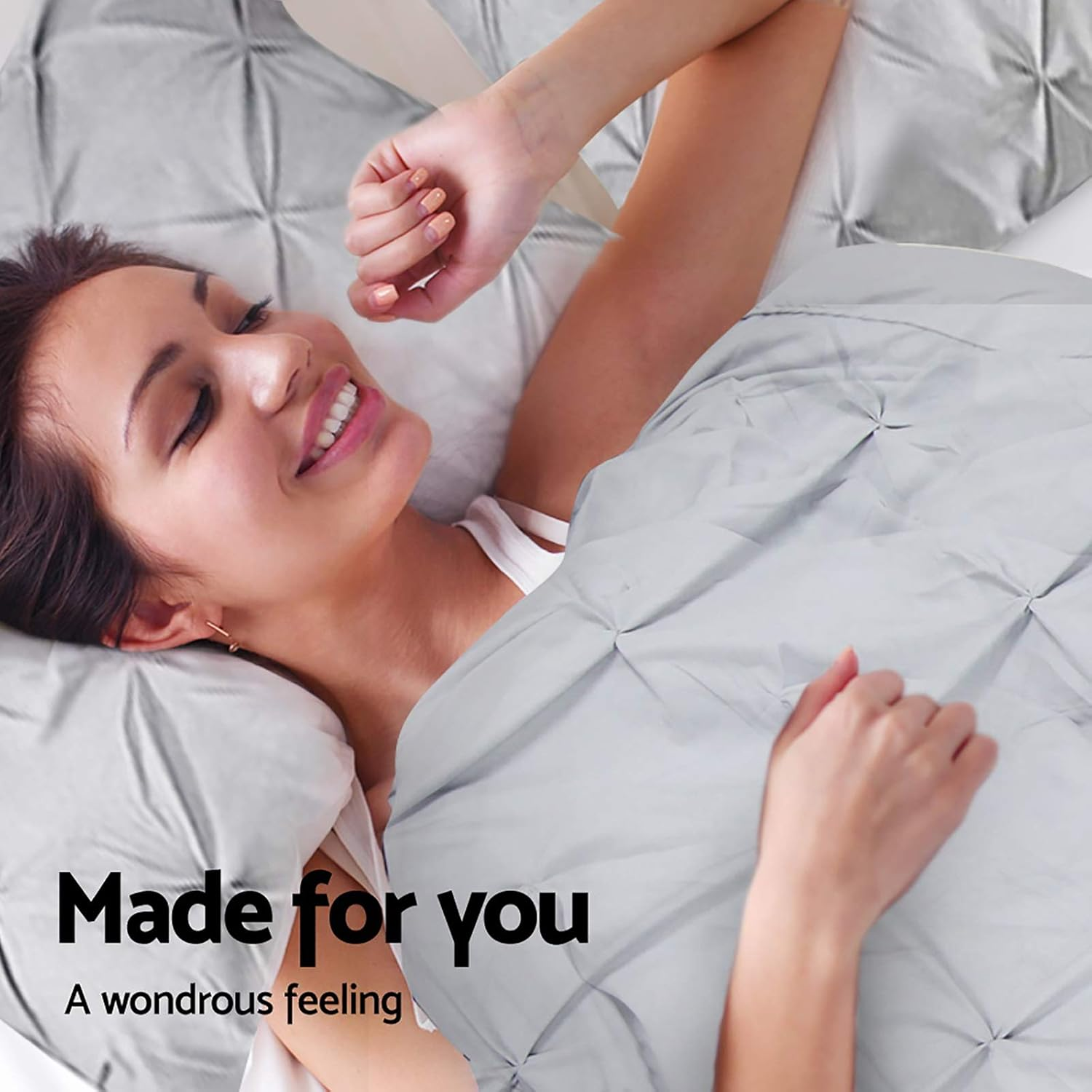 Giselle Bedding Queen Bed Quilt Cover Set, 100% Premium Microfibre 3Pcs Quilts Doona Duvet Comforter Covers Sets Diamond Pinch Pleat Beddings for Room Decor, Soft Machine Washable Grey image number 2