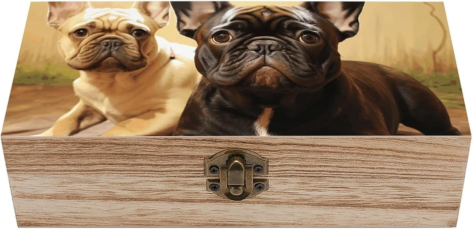 Cute Bulldog Wooden Box Wood Wedding Keepsake Boxes with Lids Small Decorative Boxes Lightweight Wooden Memory Storage Box for Crafts Keepsakes Jewelry Photo Letter Storage image number 5