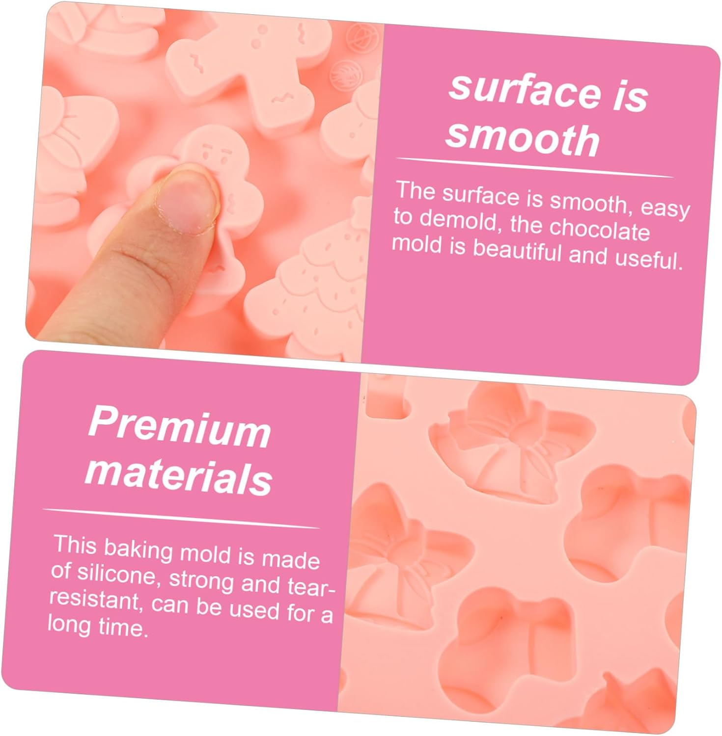 2Pcs Silicone PET Treat Molds 72-Grid Christmas Theme Dog Snack Mold Flexible Baking Tray Blue and Pink DIY Dog Food Biscuit image number 5