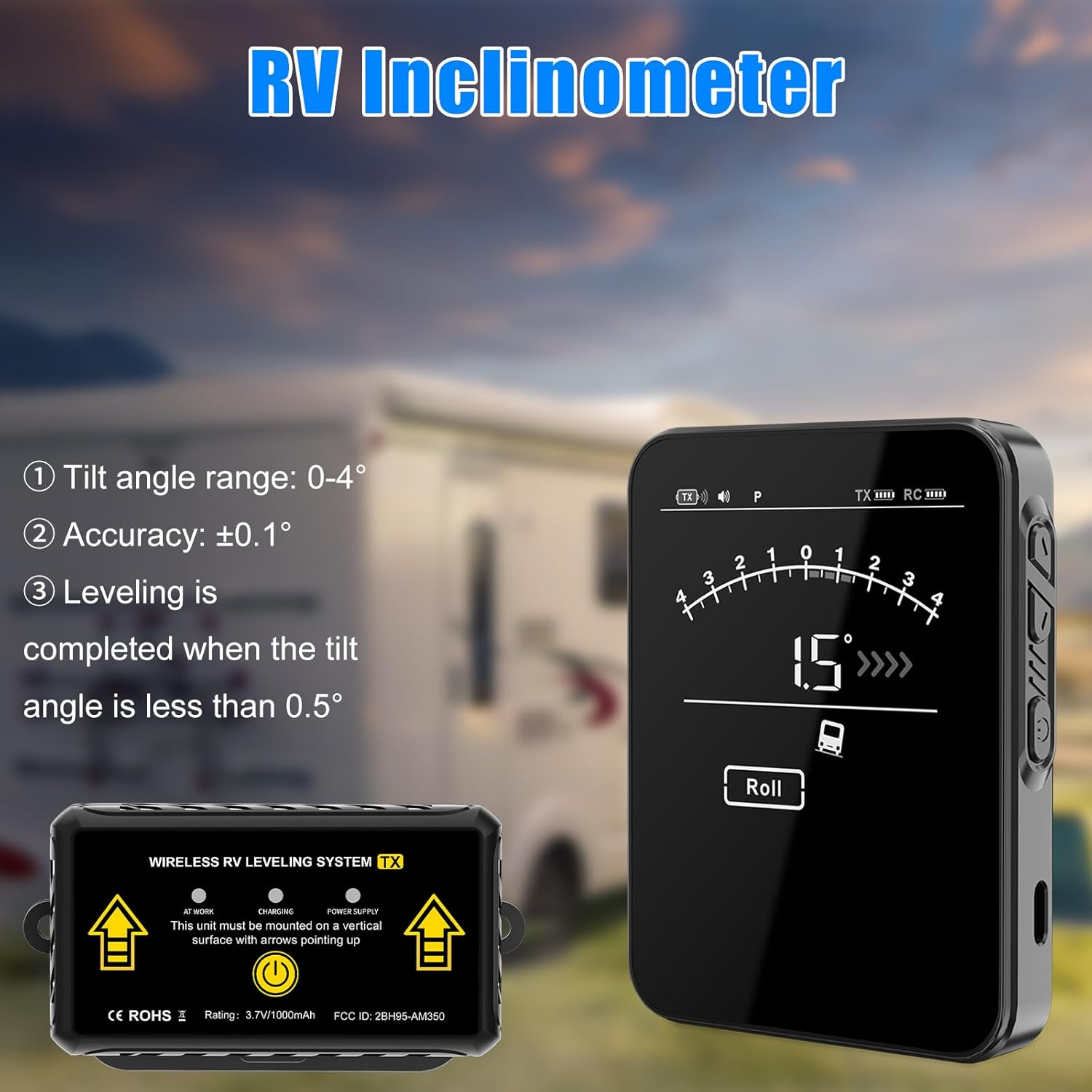 OBEST Wireless RV Leveling System,Electronic Camper Leveler,Automatic Trailer Level Indicates Smart Wireless Leveler for Travel Trailer Level Accessories,Camper Must Haves, No Phone Required image number 2