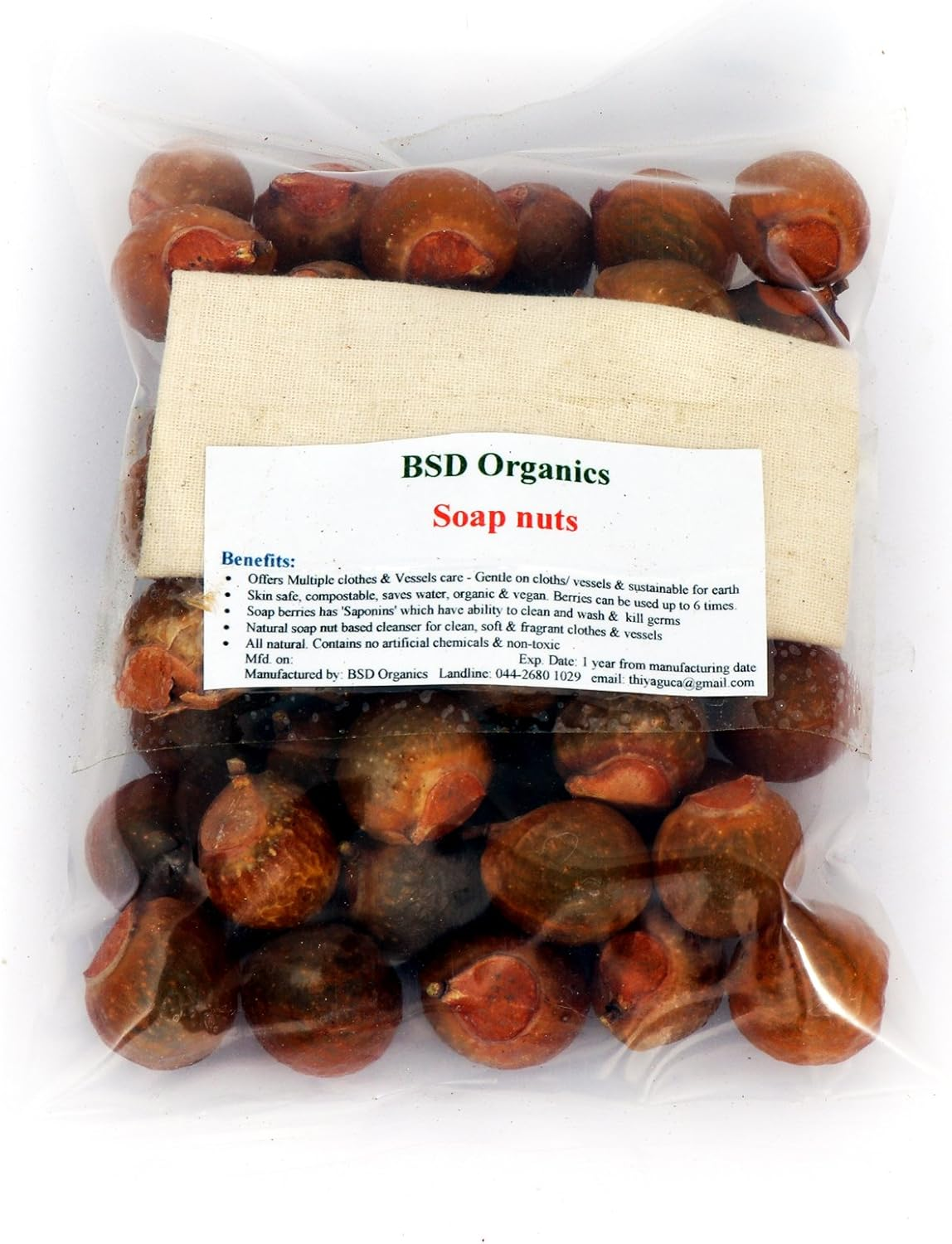 BSD Organics Soap Nuts (Reetha, Areetha, Kunkudukaialu) - 500 Gms (Free Pouch)
