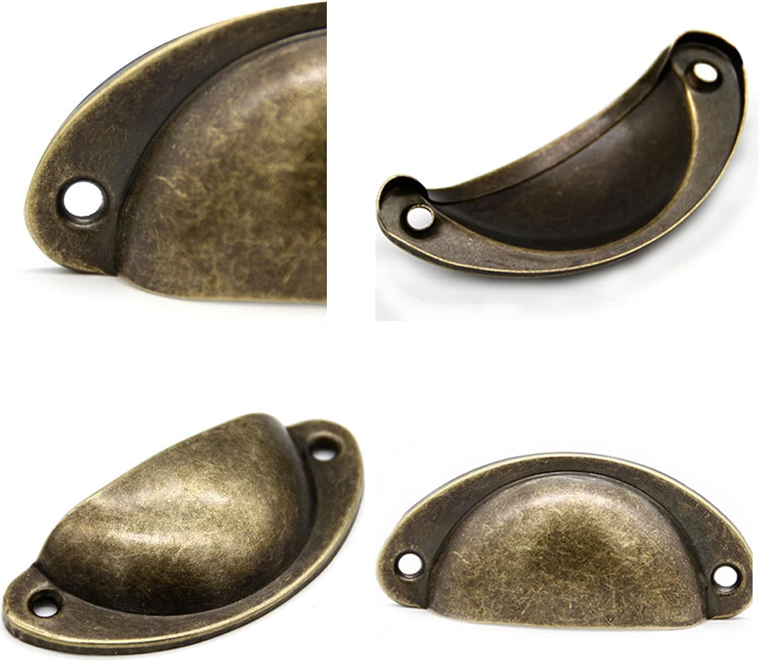 ACBBMNS 30Pcs Shell Cup Handles Half Moon Vintage Cupboard Door Knobs Kitchen Cabinet Drawer Cupped Pulls Antique Shell Pulls with Screws (Yellow Bronze) - Brass Look image number 7