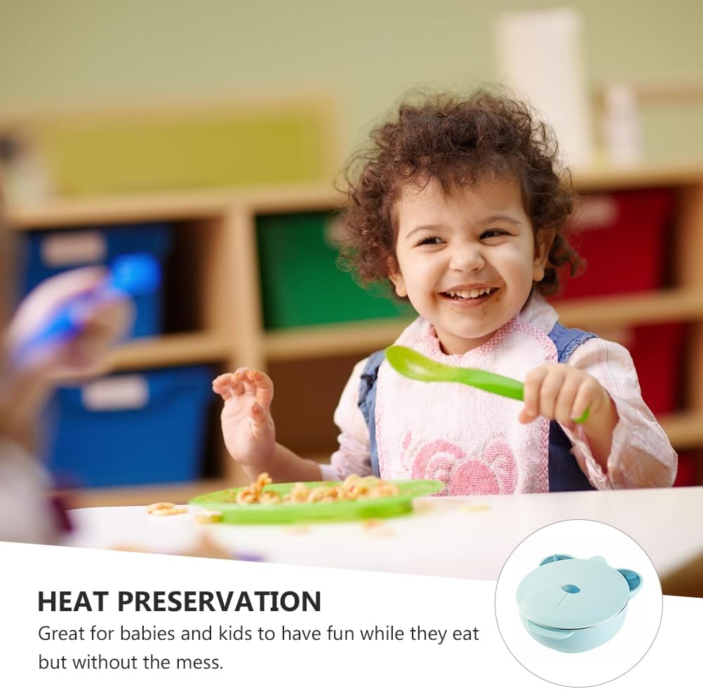 Ifundom Children S Tableware Set Stainless Steel Suction Bowl with Divided Plate Portable Insulated Lunch Box for Baby Food Feeding and Outdoor Use - Pink image number 3