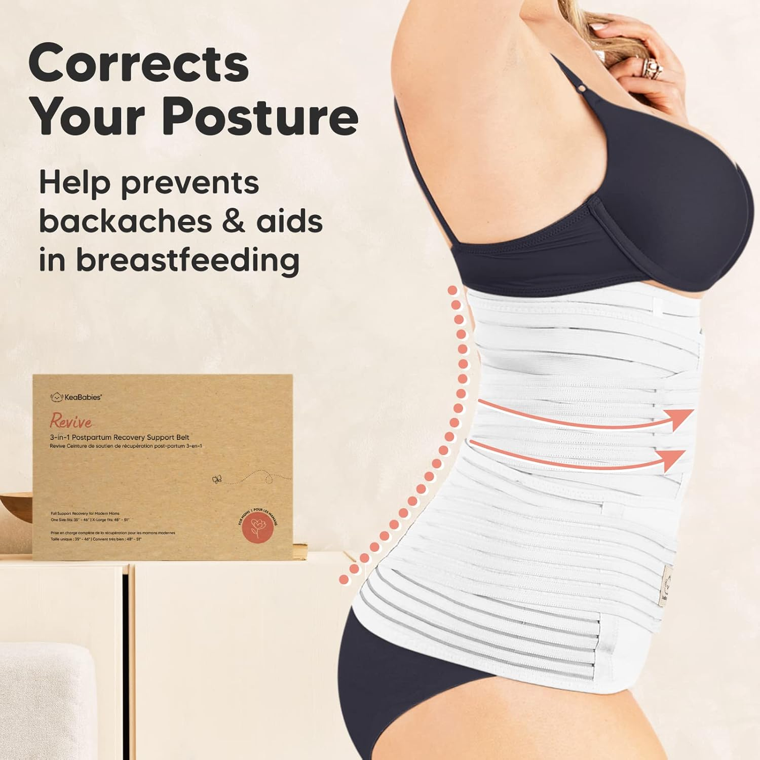 3 in 1 Postpartum Belly Support Recovery Wrap &ndash; Postpartum Belly Band, after Birth Brace, Slimming Girdles, Body Shaper Waist Shapewear, Post Surgery Pregnancy Belly Support Band (Matte White, M/L) image number 4