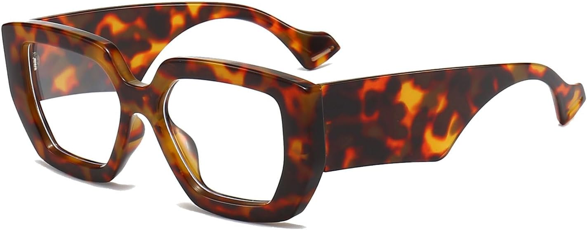 LJCZKA Oversized Square Blue Light Glasses Women Men Thick Frame Computer Glasses anti Eye-Fatigue for Reading, Texting & Gaming image number 3