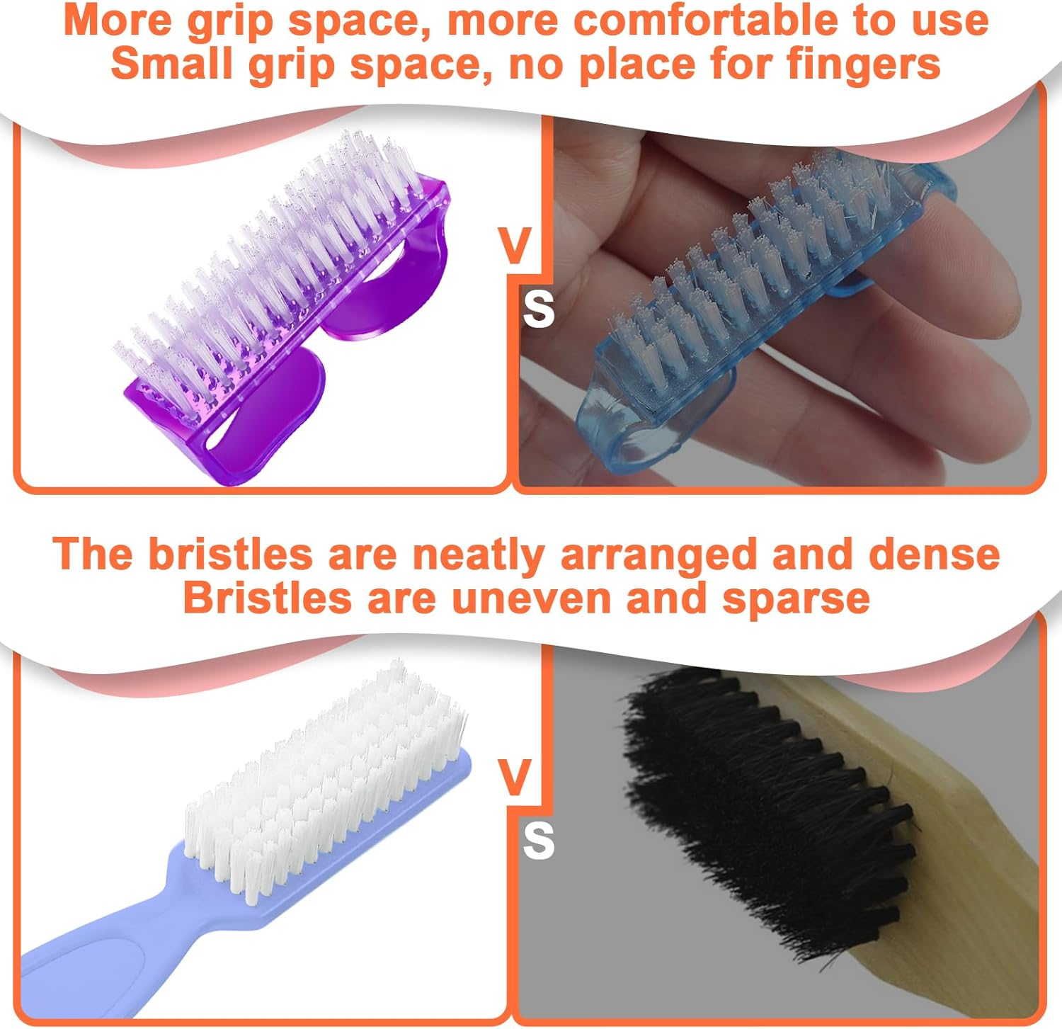 8 PCS Nail Brush for Cleaning Fingernails, Handle Grip Nail Scrubber Brush, Cleaner Brushes Manicure Tools Scrub Brushes Kit, Toenail Brush to Clean under Nails Pedicure Foot Small Brush Women Men
