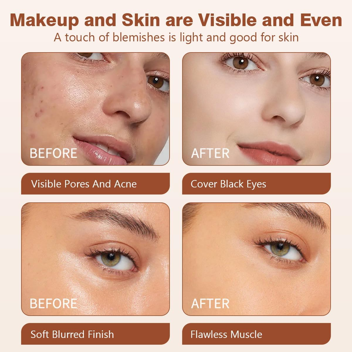 Face Foundation Stick Long-Wear Hydrating Lightweight Contour Brighten Solid Tinted Foundation Stick with Brush Multi-Use Blemish Contouring Face Concealer Beauty Makeup for All Skin Types (03#Beige) image number 4