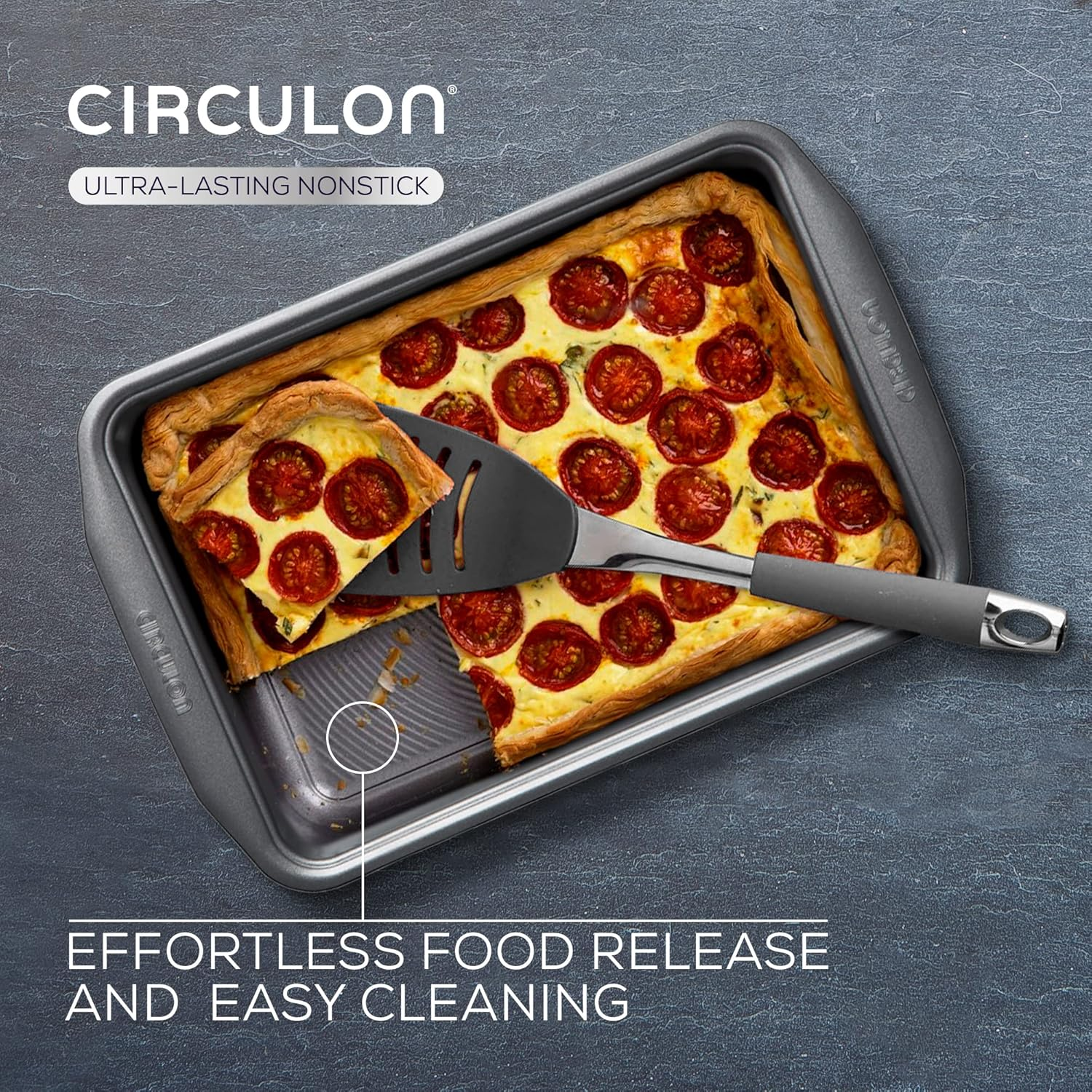 Circulon Momentum Deep Baking Trays Set of 2 - Non Stick Roasting Tins, Durable Dishwasher Safe Bakeware, 39 X 25.5Cm & 25.5Cm Square, Grey image number 4