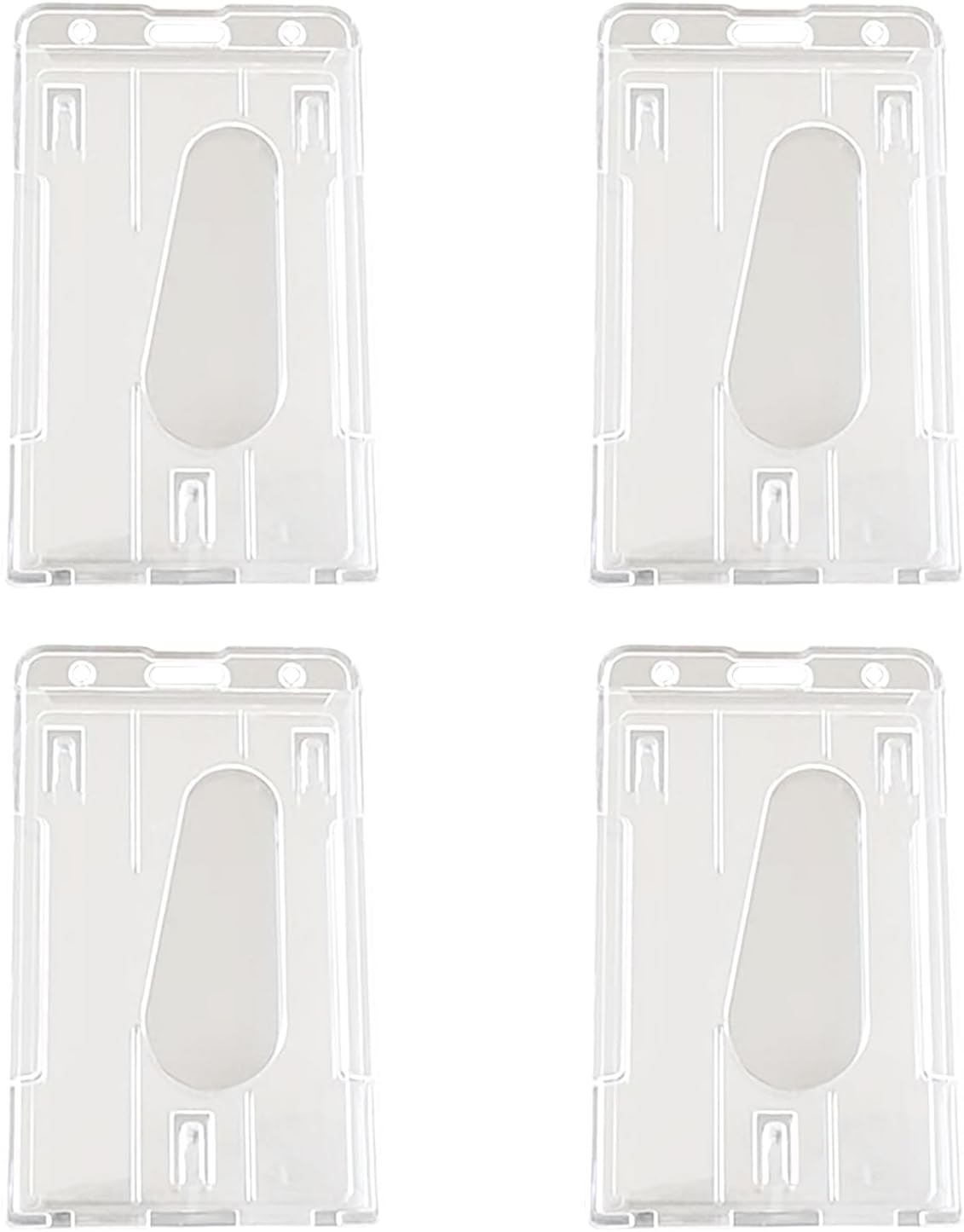 4 Pack Hard Plastic Badge Holder, Clear ID Badge Name Card Holder with Easy Access Thumb Slot, Holding 2 Cards, Vertical Style image number 4