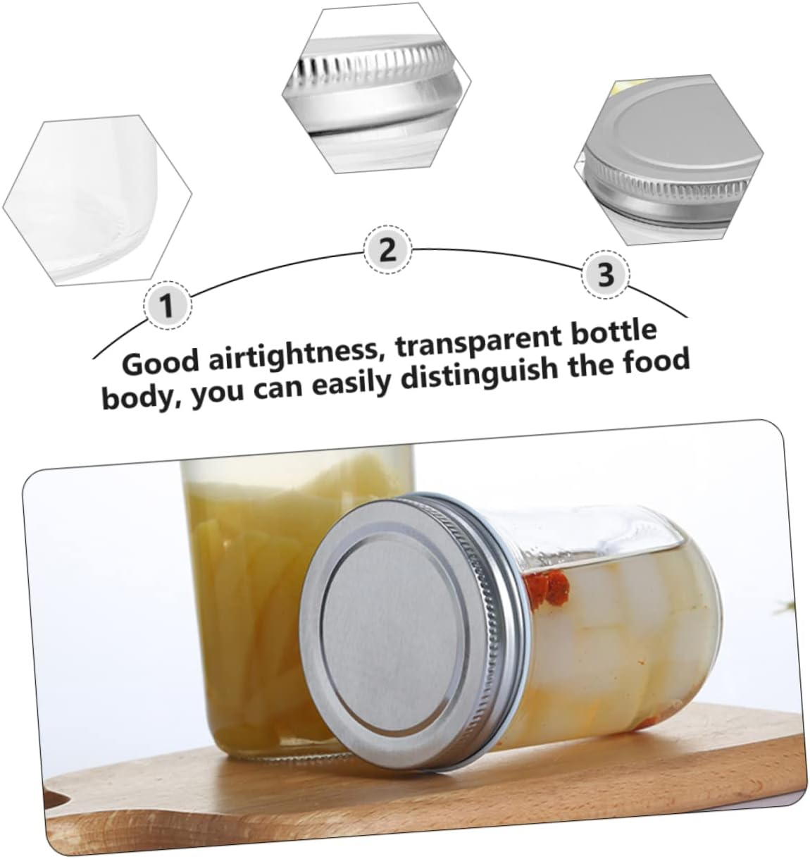 CIYODO 4Pcs Glass Sealing Jars for Home Food Storage Multi-Functional Sealing Containers Wide Mouth for Canned Foods and Sauces image number 5