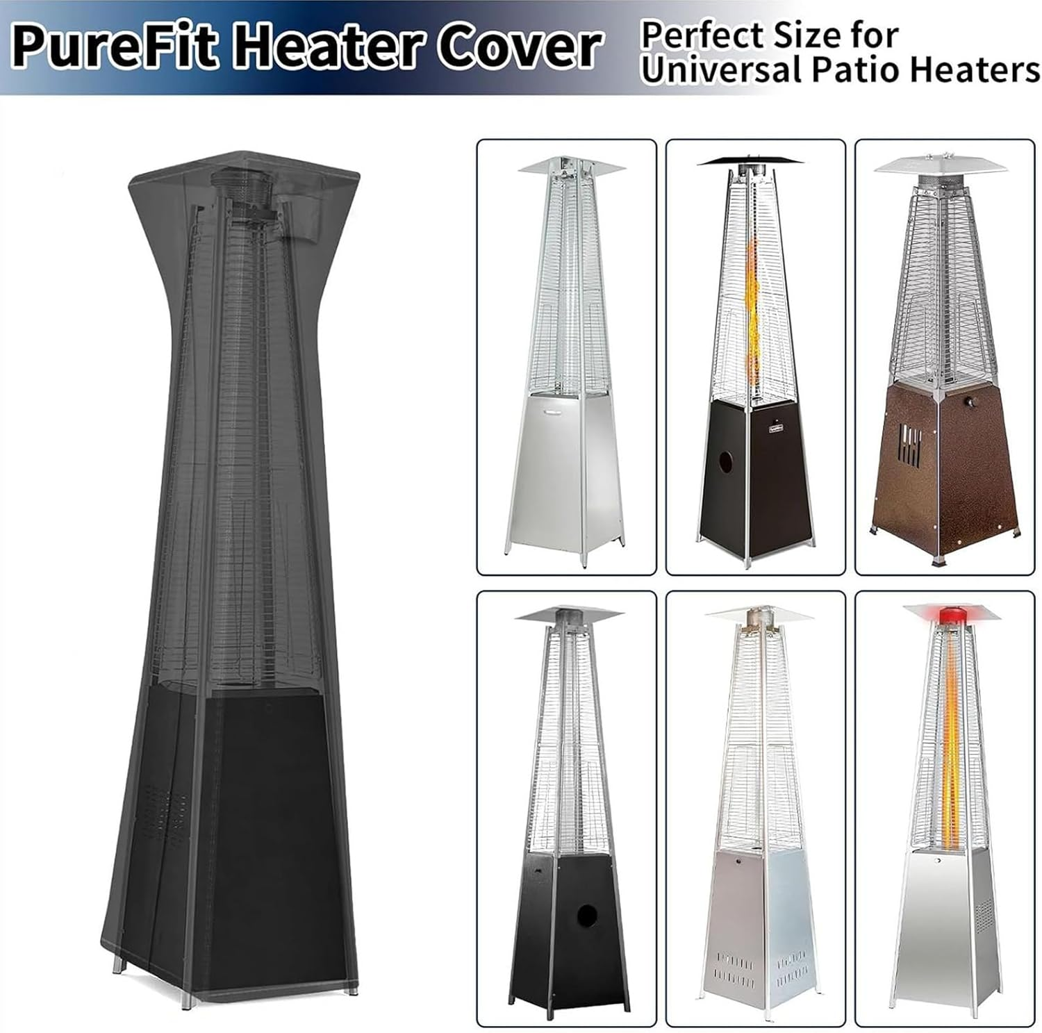 Pyramid Heater Cover - Heavy Duty Dust-Proof Outdoor Protector with Zipper - Standing Pyramid Heater Cover,For Lawn Backyard Garden Yard Tan image number 6