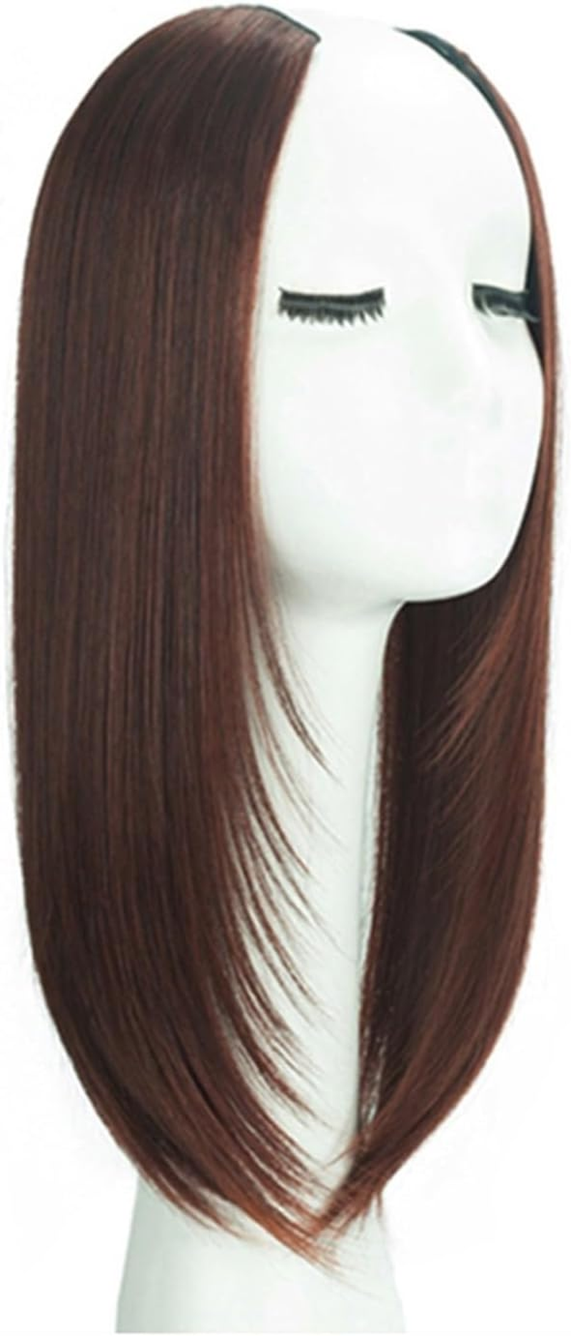 Synthetic Hair Extensions Clip in Hair Extenstion Invisible U-Type Short Straight Extension Women Hairpieces Half Wig(Coffee Colour)