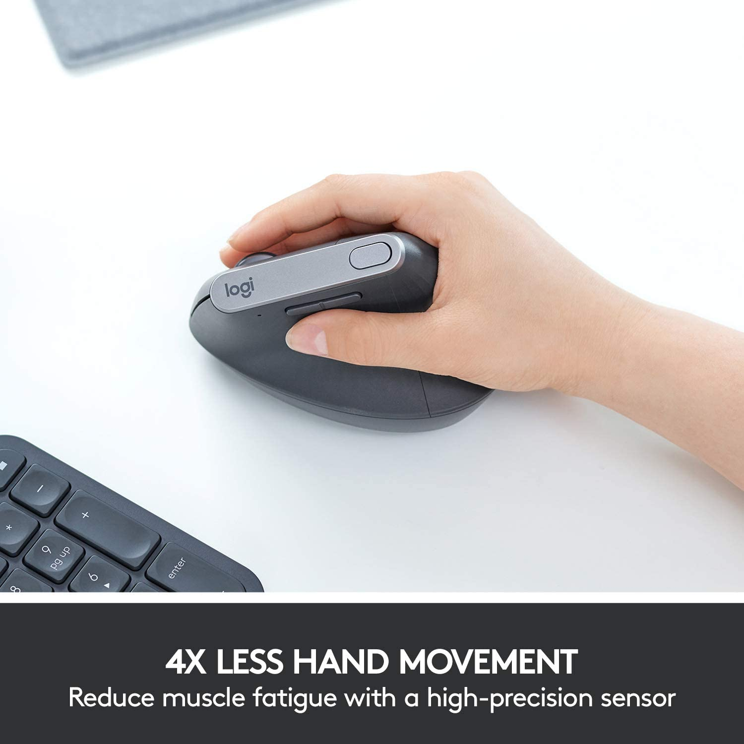 Logitech MX Vertical Wireless Mouse Ergonomic Design Reduces Muscle Strain, Move Content between 3 Windows and Apple Computers, Rechargeable image number 1