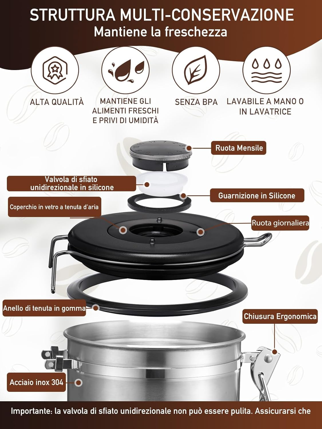 Coffee Canister, 26OZ Airtight Food Storage Containers with Date Tracker & Stainless Steel Coffee Scoop, Ground Coffee Bar Accessories Also Fits for Bean Flour Tea Sugar Cereal, 8 Labels, Silver image number 3